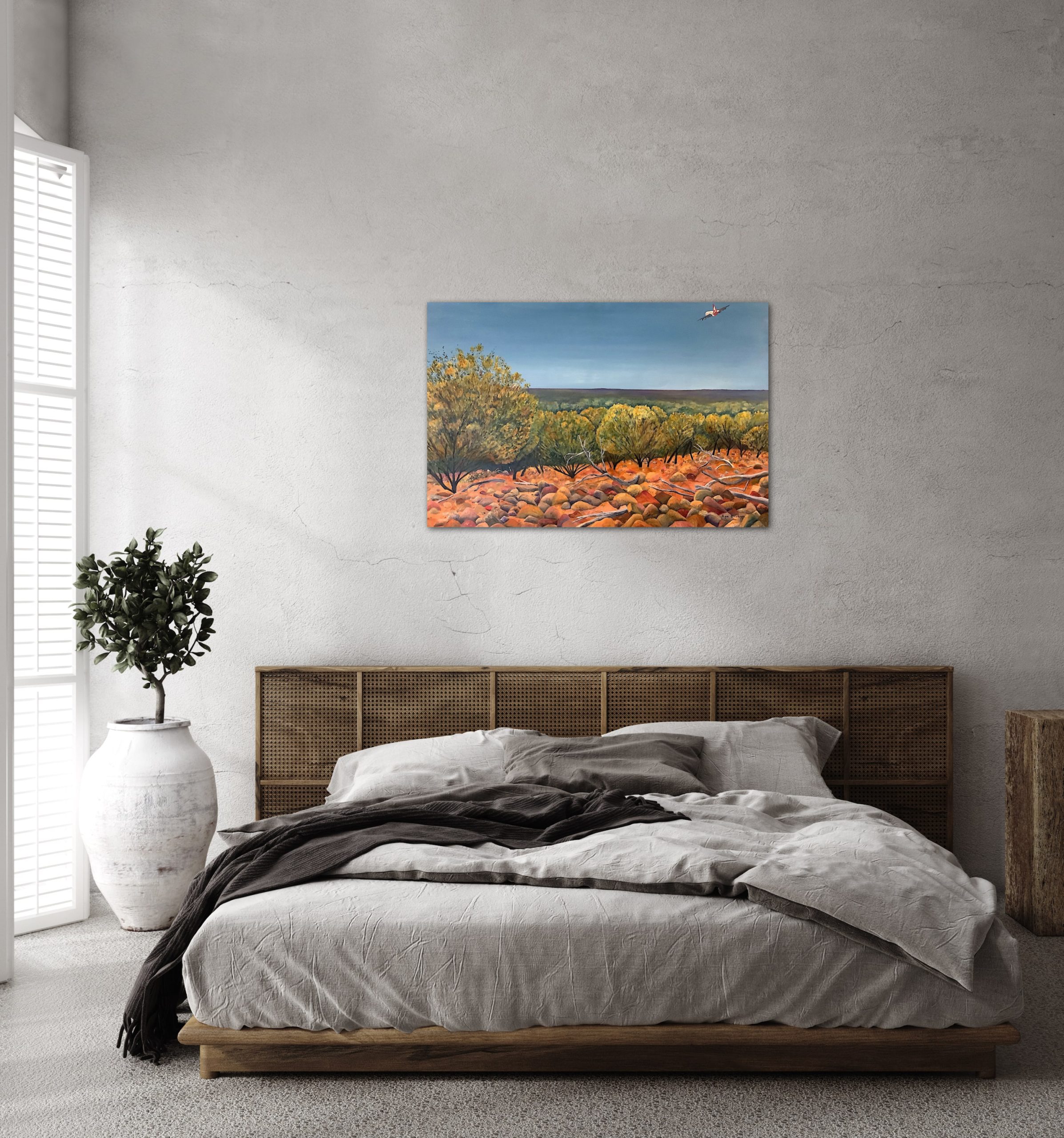 Lyn Graham En Route To Paris Oil On Linen 91.5 X 61 In Situ Bed