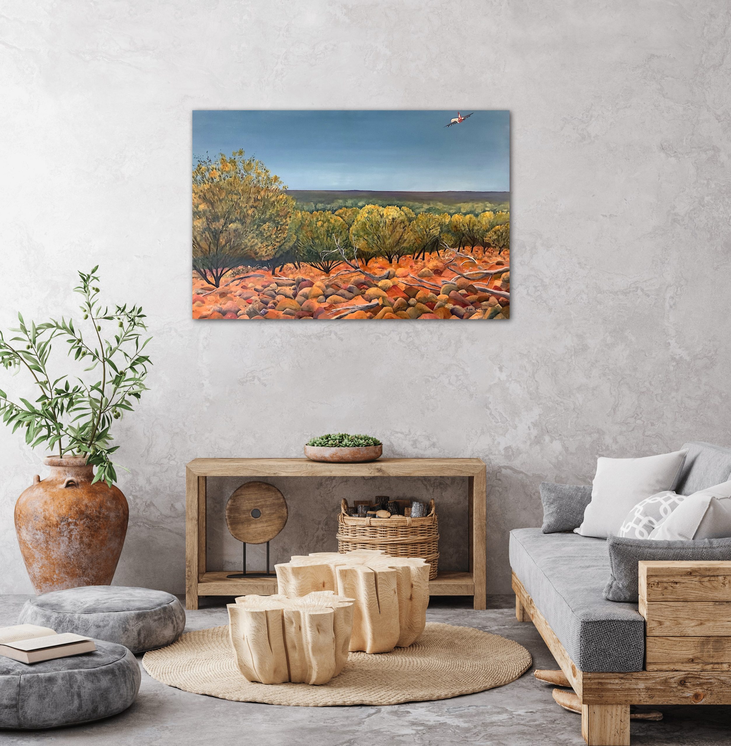 Lyn Graham En Route To Paris Oil On Linen 91.5 X 61 In Situ Lounge