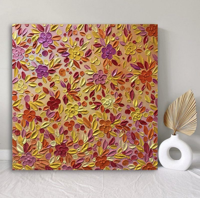 Textured floral painting