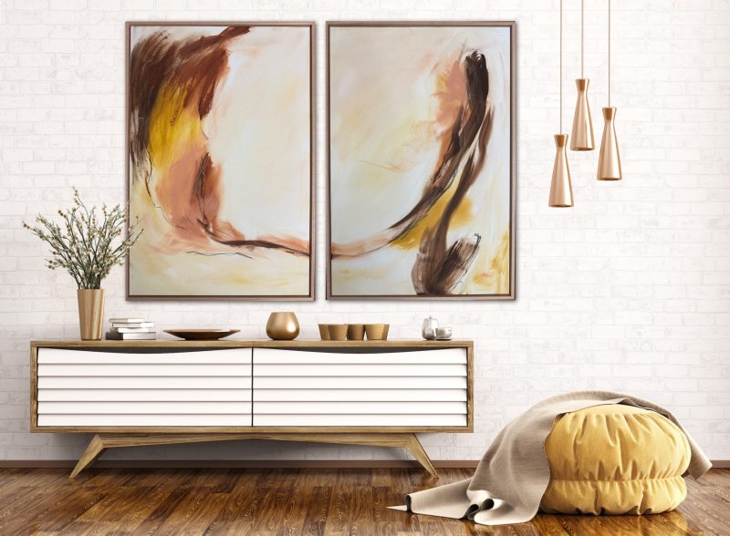 Petrichor – Framed large abstract diptych
