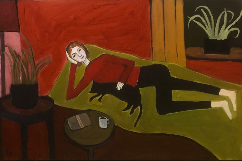 Woman, Reclining (With Black Cat)