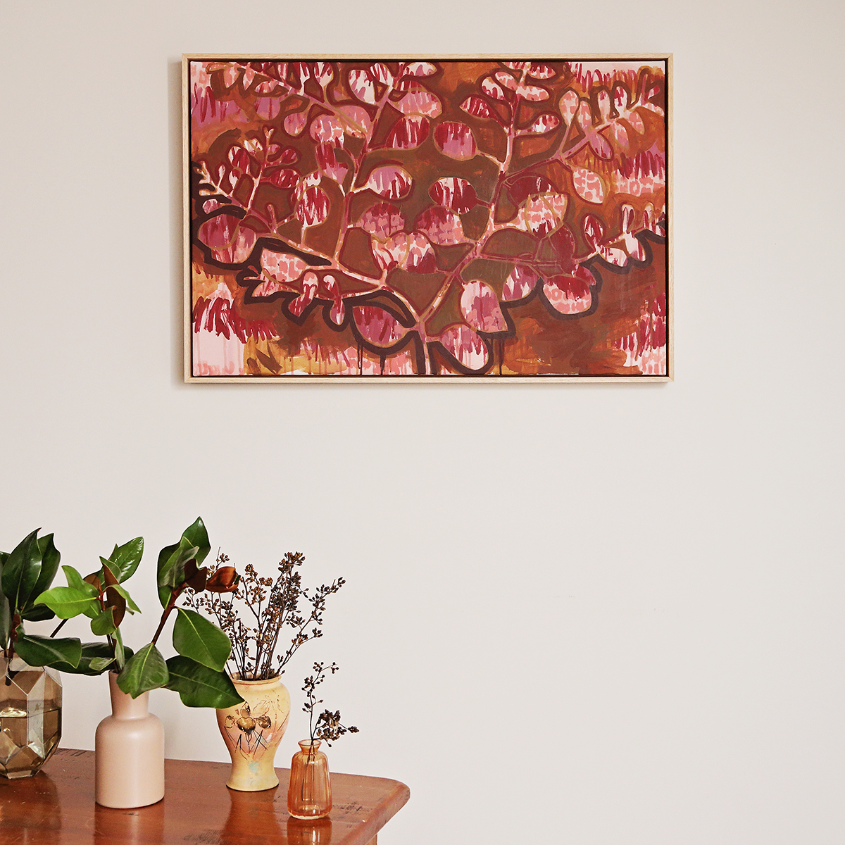 Lr 29 Ovata Form Ii Smith And Brooks Art Smith&brooks Painting Of Australian Native Plants Buy Australian Abstract Landscape Art Ready To Hang Art Art For Your Walls Red And Brown Art