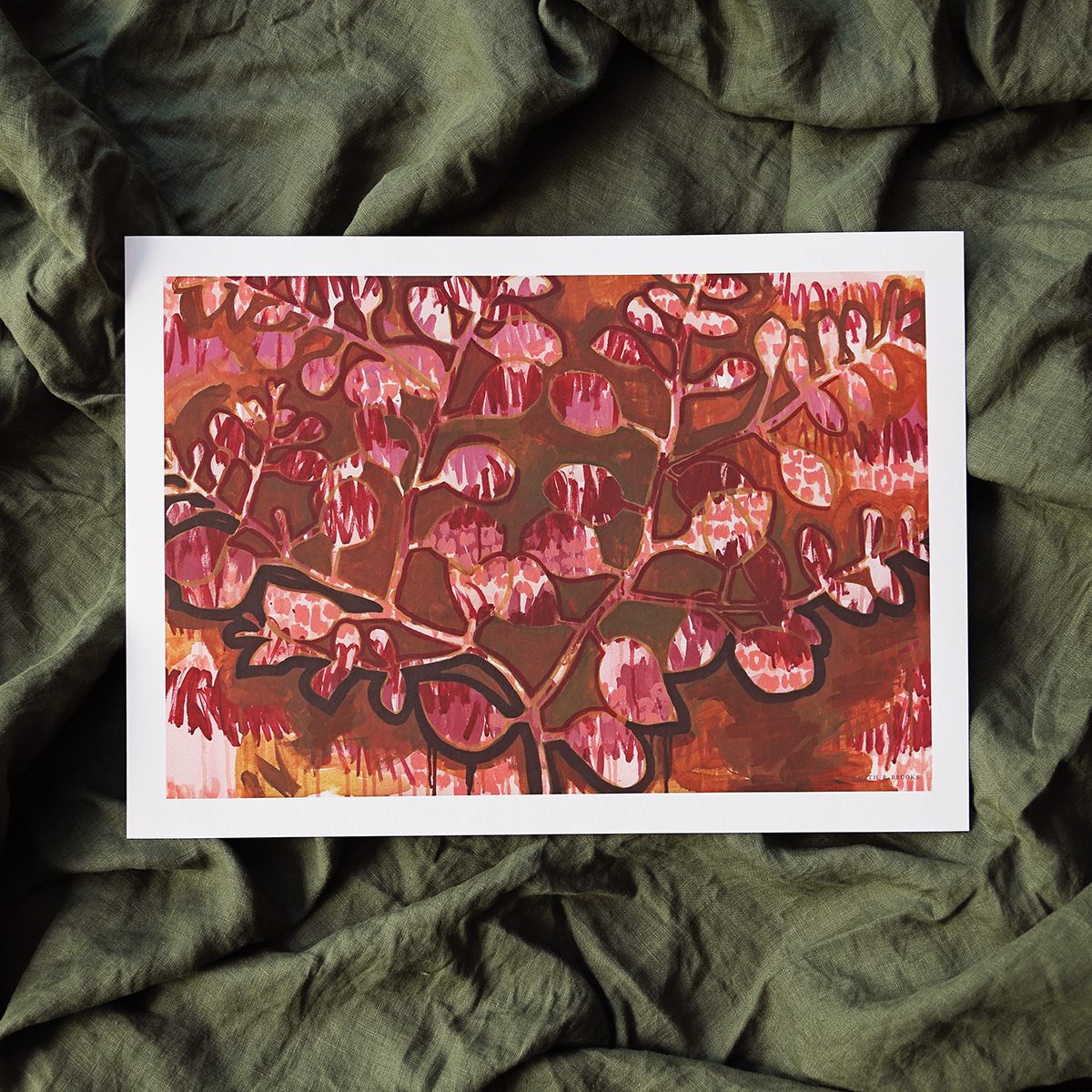 Lr 33 Ovata Form Ii Smith And Brooks Art Smith&brooks Painting Of Australian Native Plants Buy Australian Abstract Landscape Art Ready To Hang Art Art For Your Walls Red And Brown Art