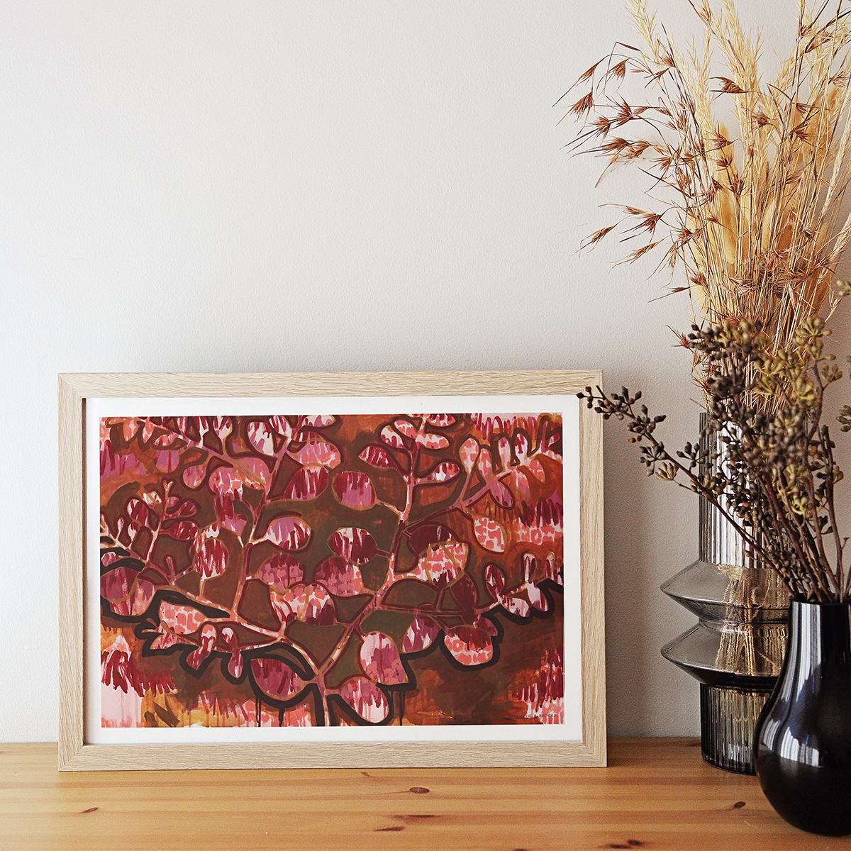 Lr 55 Ovata Form Ii Smith And Brooks Art Smith&brooks Painting Of Australian Native Plants Buy Australian Abstract Landscape Art Ready To Hang Art Art For Your Walls Red And Brown Art