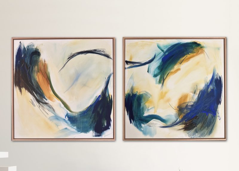 Thrive – Framed large abstract diptych