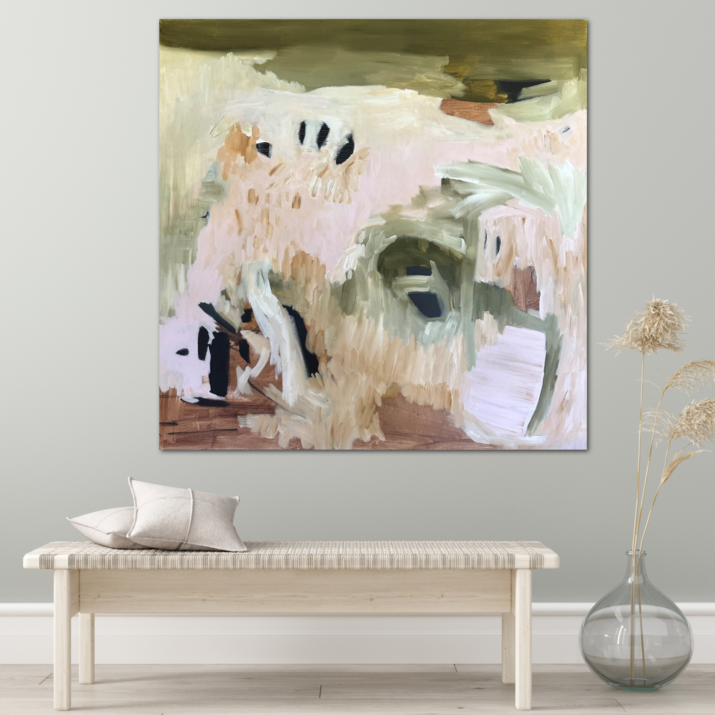 Wall Mock In Living Room Interior. Interior Scandinavian Style. 3d Illustration