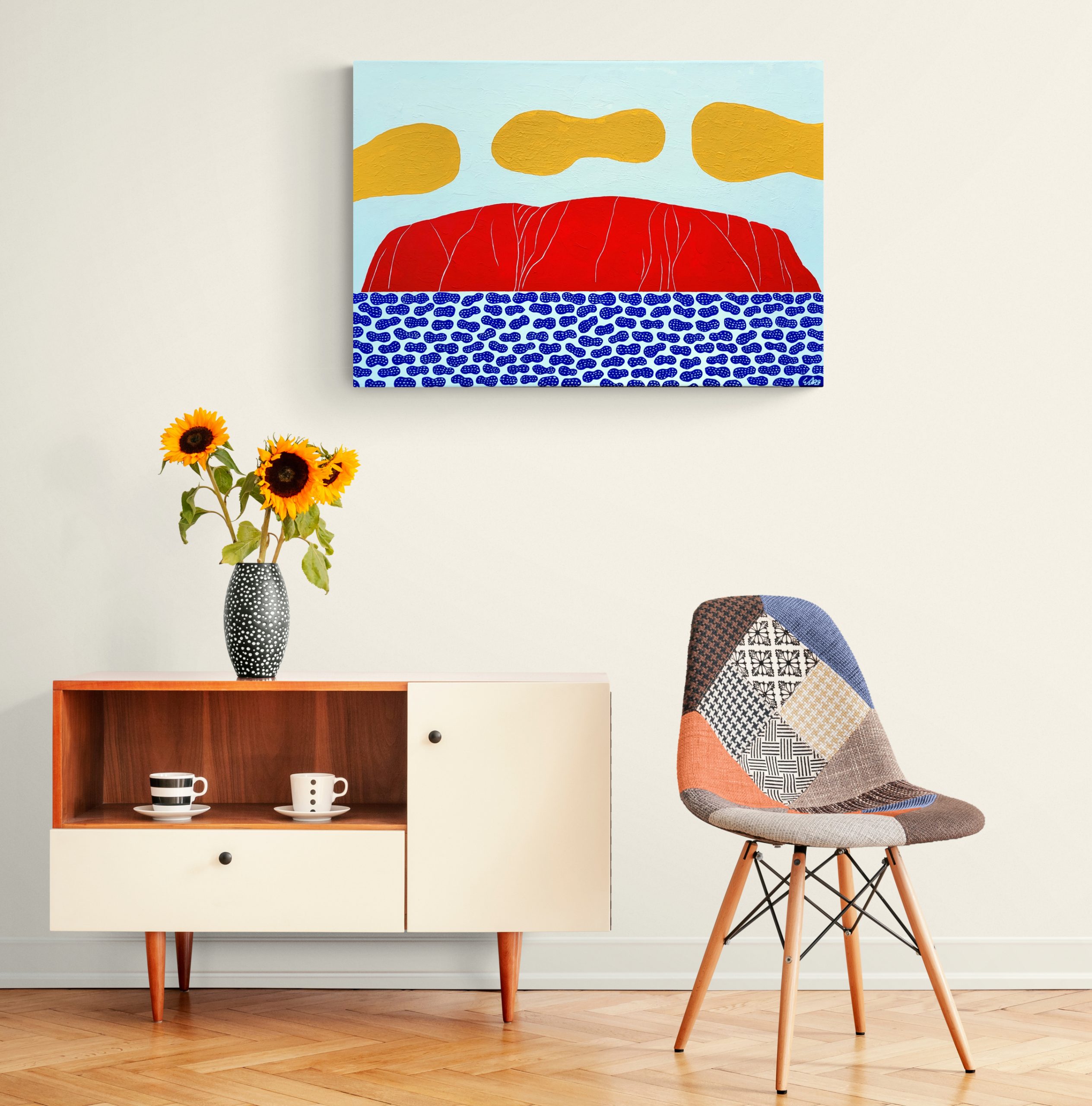 Red Uluru With Blue Peanuts 2023 Mockup