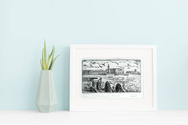 White Frame Mock Up On A Book Shelf.