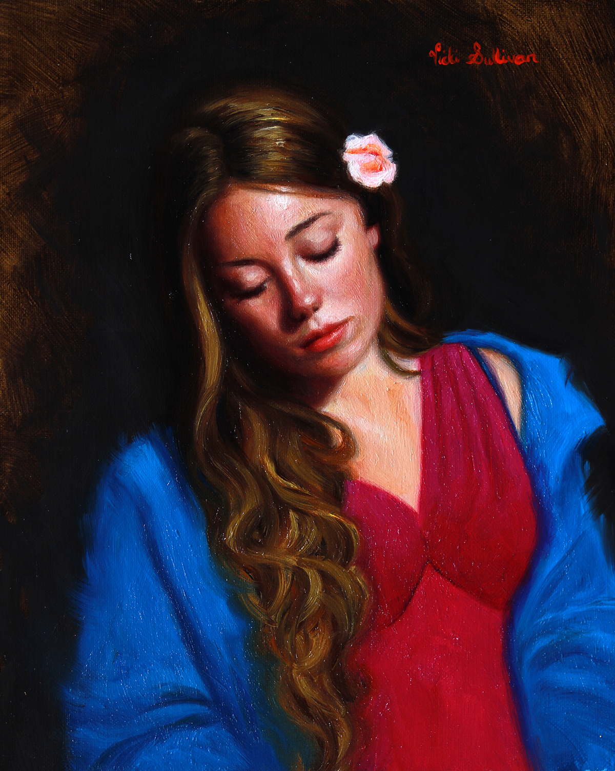 The Blue Cardigan Oil On Linen H 25cm X W 20cm 2021