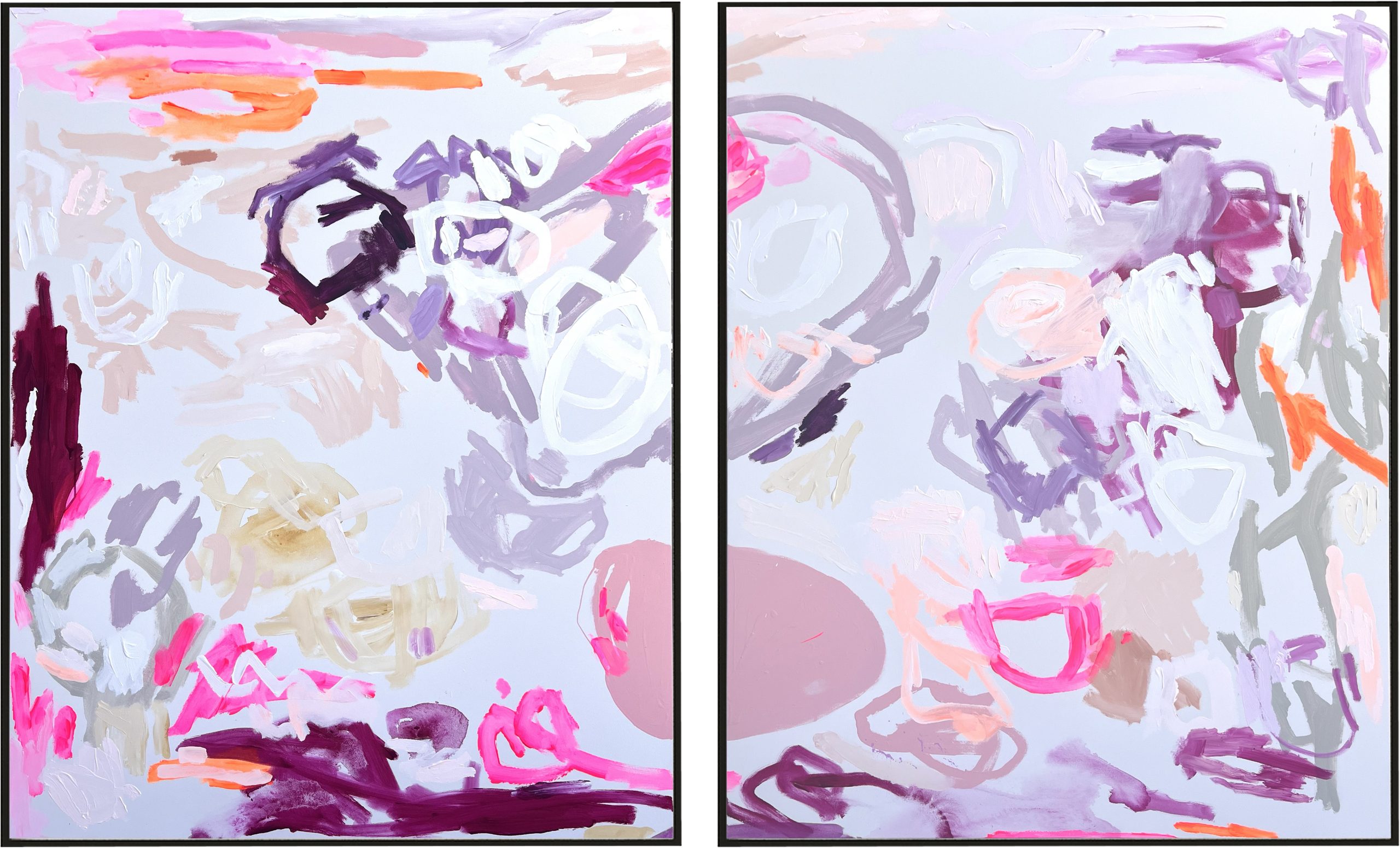 Painting Rebecca Koerting Pink Modern Abstract Diptych Blackar