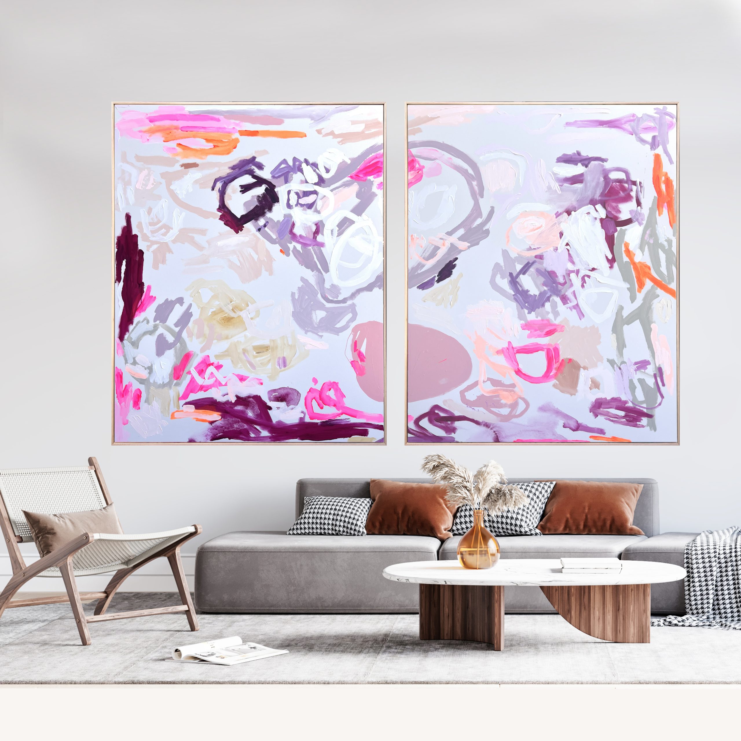 Painting Rebecca Koerting Pink Modern Abstract Insitu 1