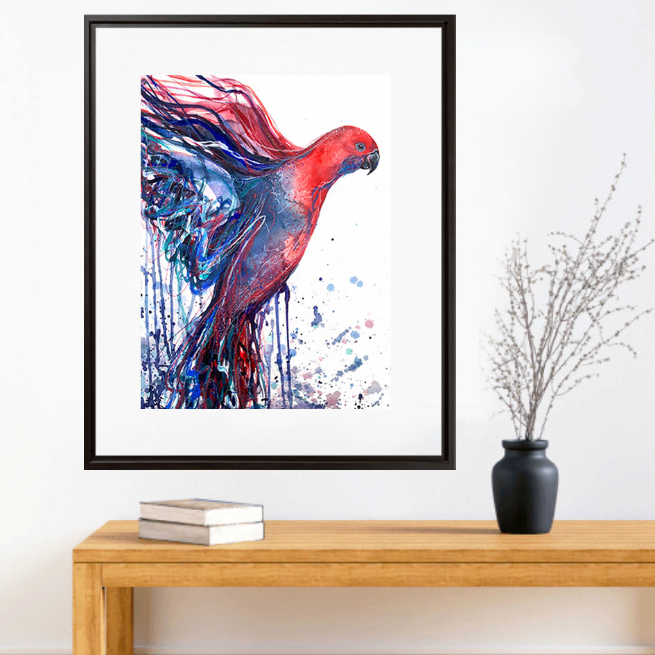 Leni Kae A2 Rosella Spirit Bird Art On Paper Interiordesign2