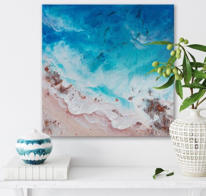 Aerial Beach Painting Into The Blue By Michelle Tracey 1024x819