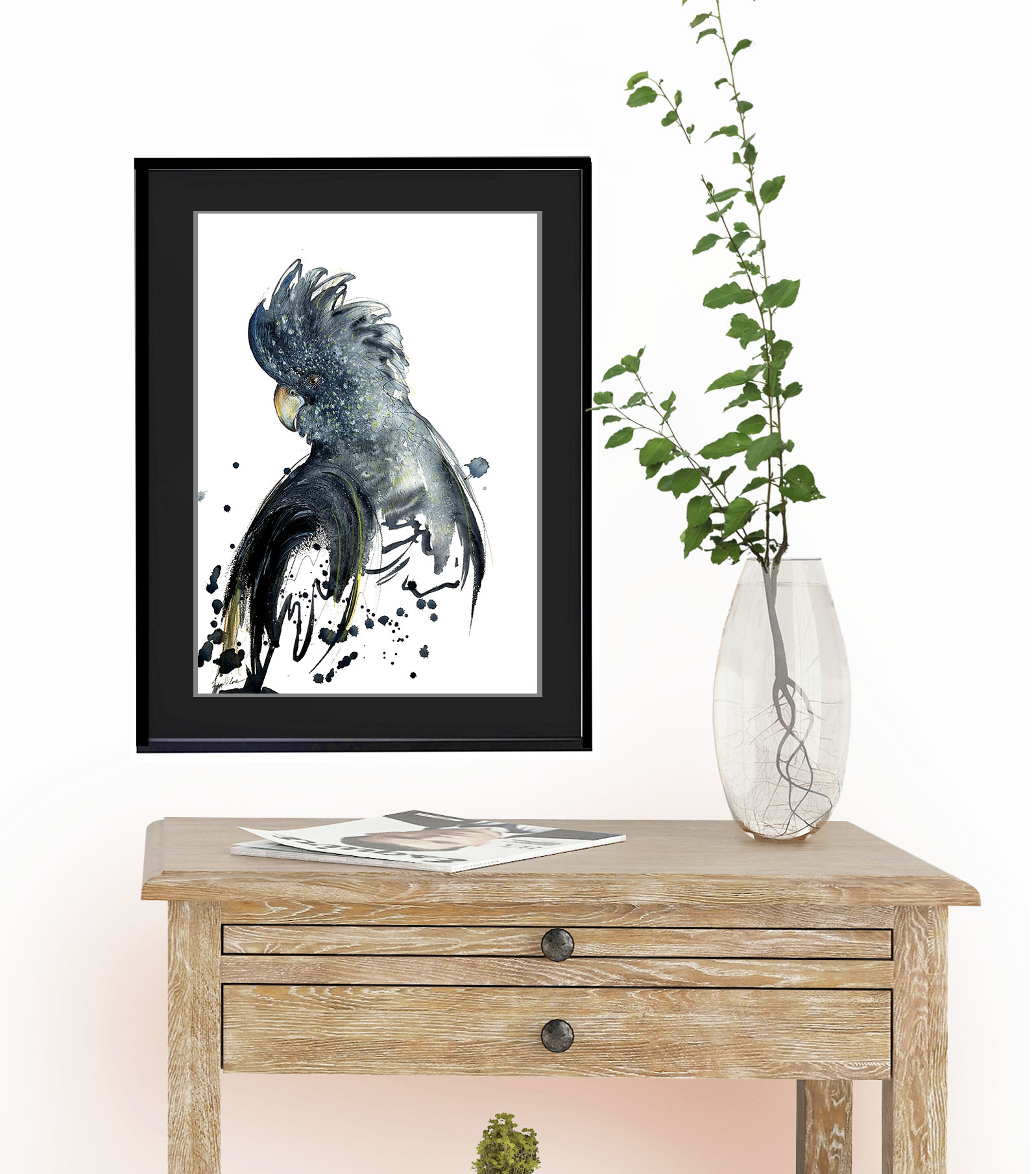 Sydney Artist Leni Kae Black Cockatoo Spirit A3 Art Interior Design3
