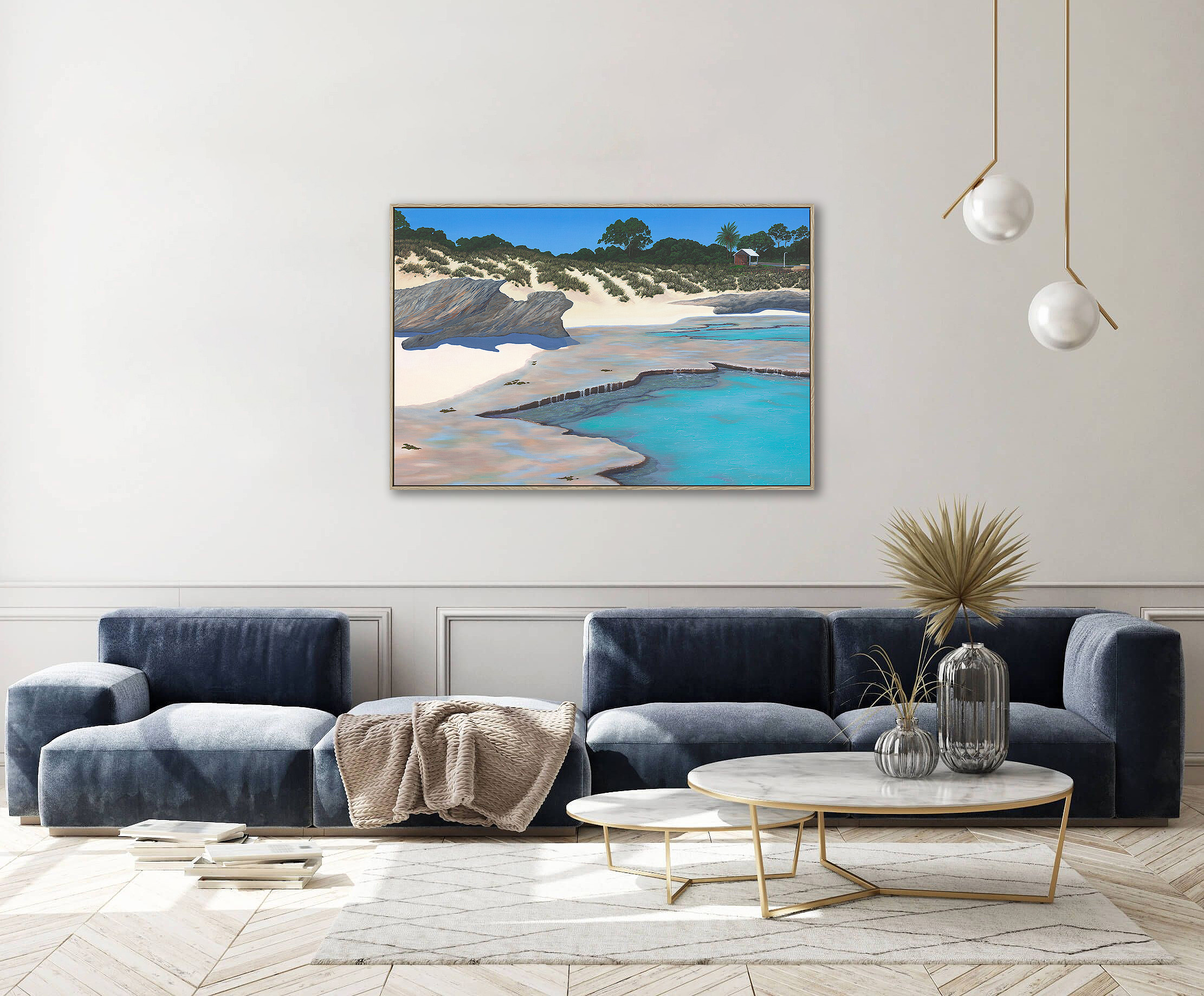 Water Dance Mockup 3 Wooden Oak Frame