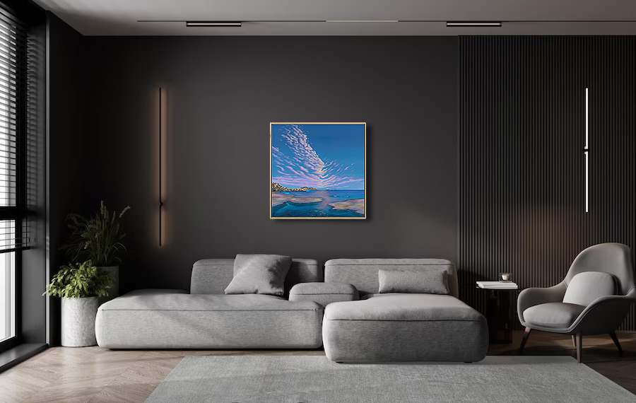 Sherbet Sky Mockup 4 Wooden Oak Frame