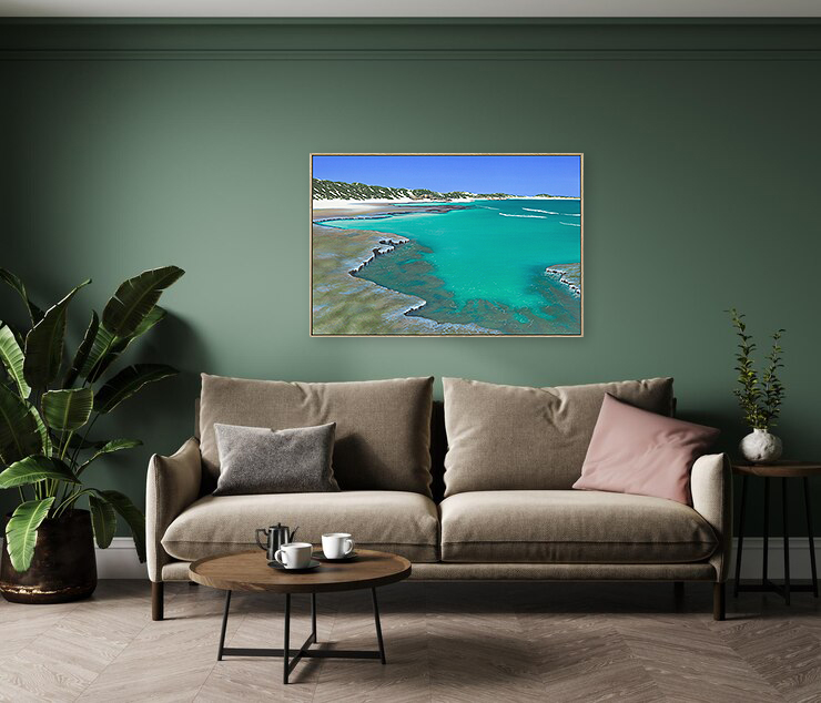 Island Lagoon Mockup 1 Wooden Oak Frame