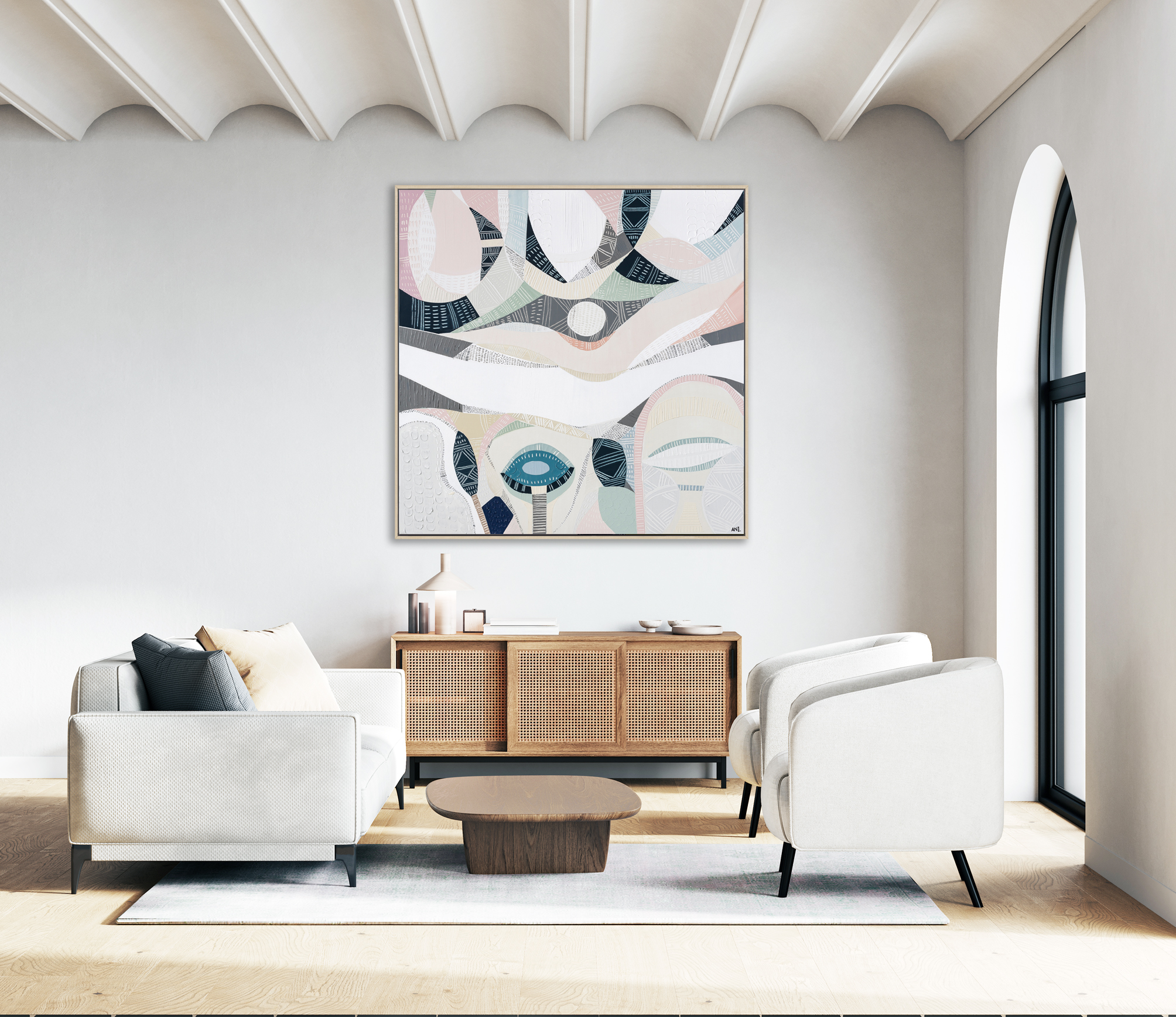 Light Beige Room Interior, Living Room Interior Mockup, Empty Be