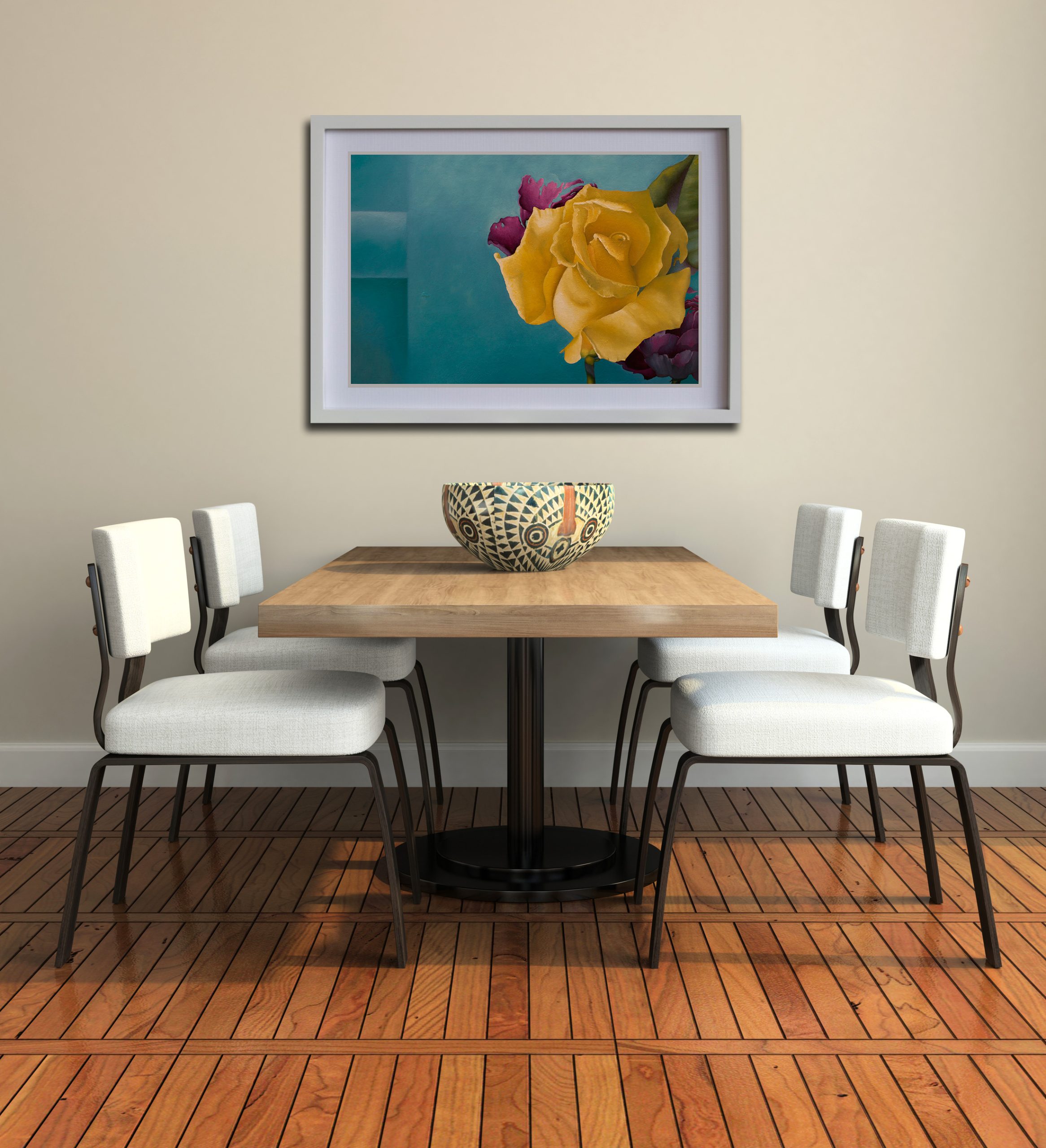 Yellow Spring Rose Wh Frame In Situ