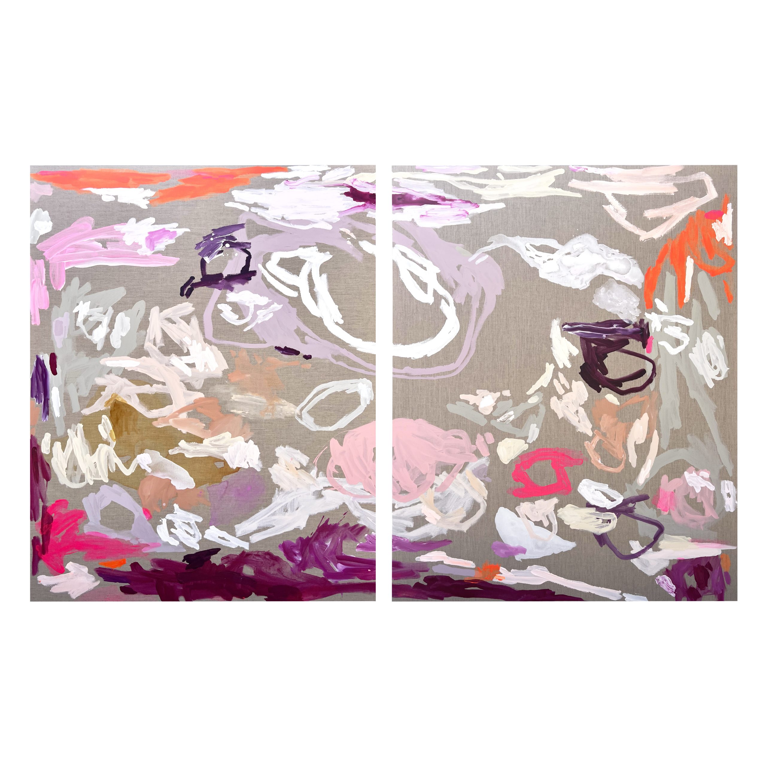 Living Life Rebecca Koerting Pink Modern Abstract Diptych