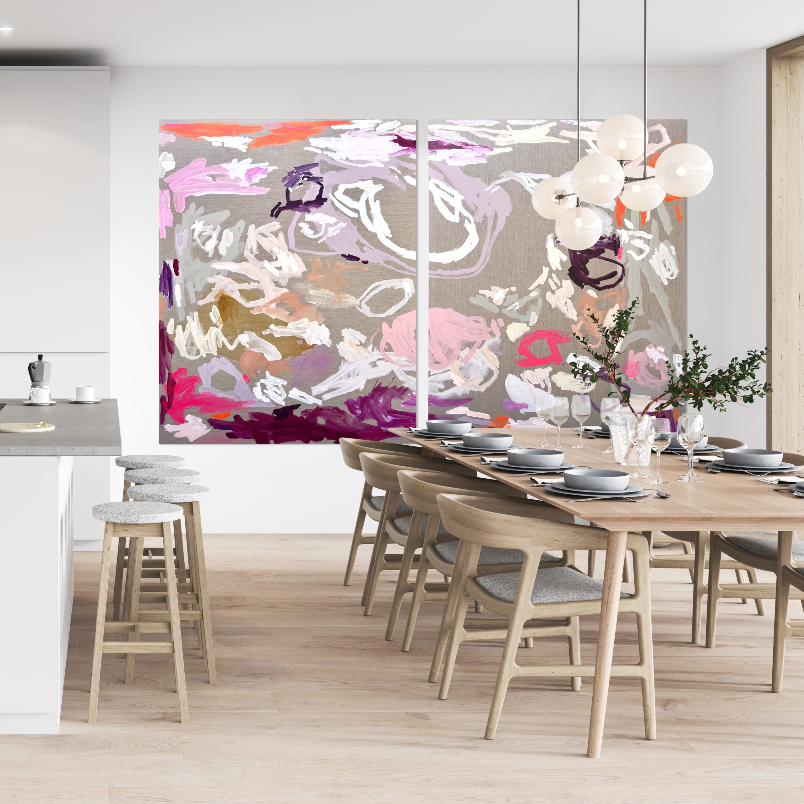 Living Life Rebecca Koerting Pink Modern Abstract Insitu 2 Squarecloser Copy