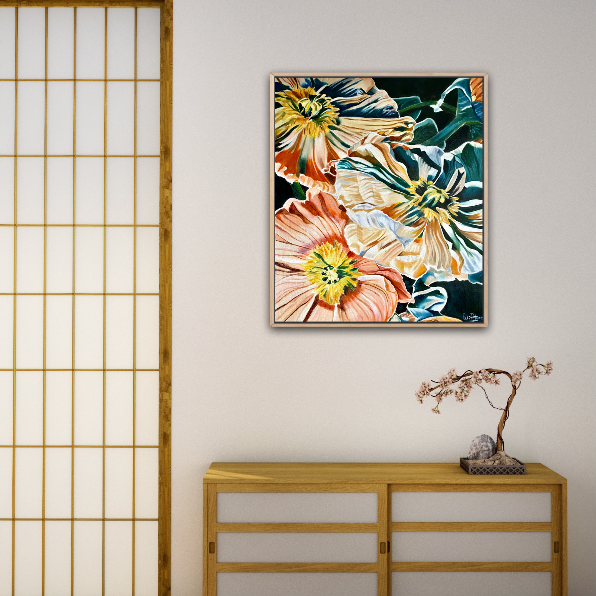 Peach Fuzz Poppies Insitu1 Wendy Peters