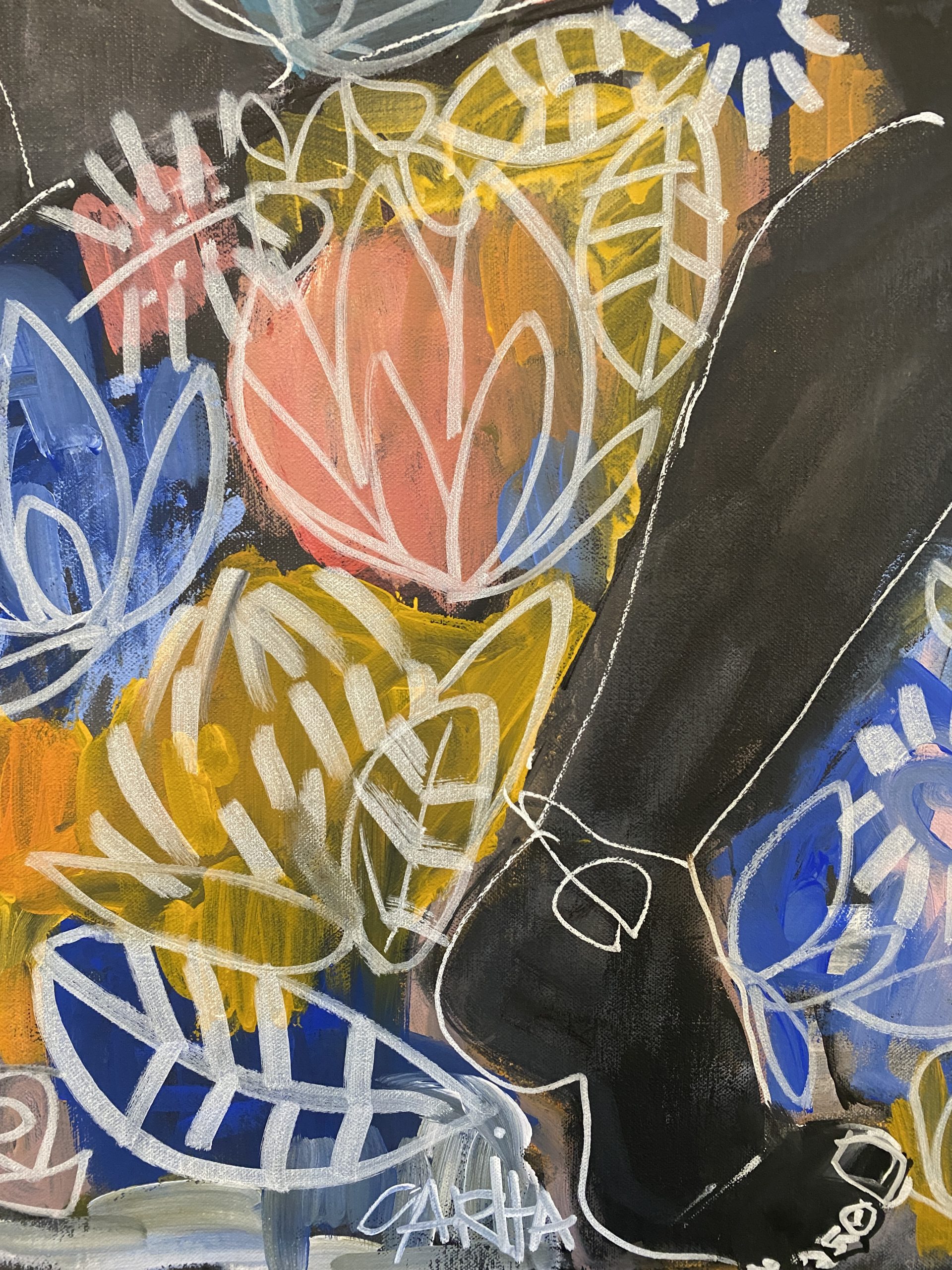 Carita Farrer Spencer Flower Rebellion#2 Belgian Linen Detail1jpg