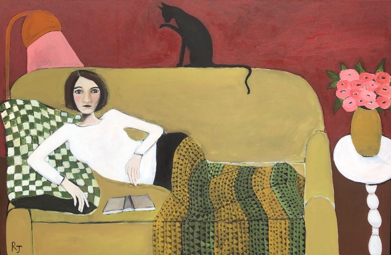 Reclining Woman with Cat
