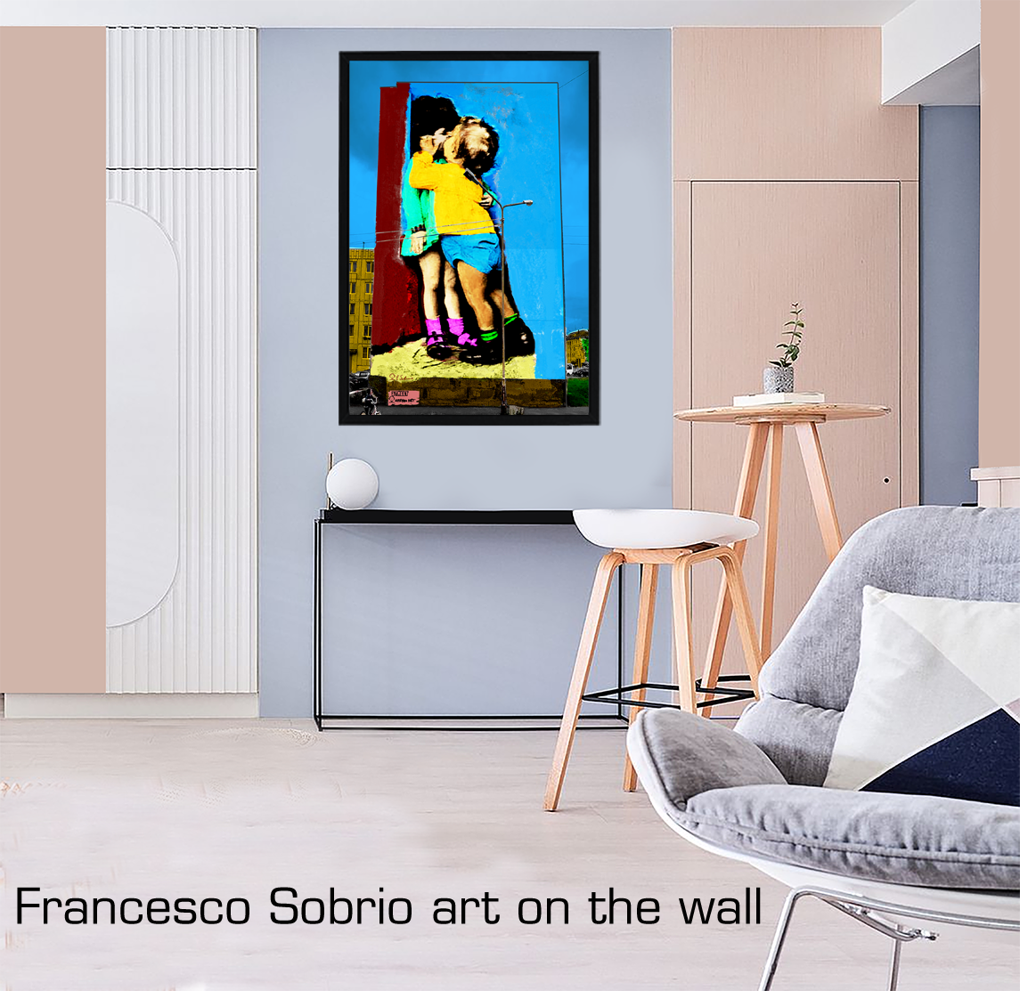 Street Urban Art Collection Number 148. The First Kiss Art Display And Picture Frame