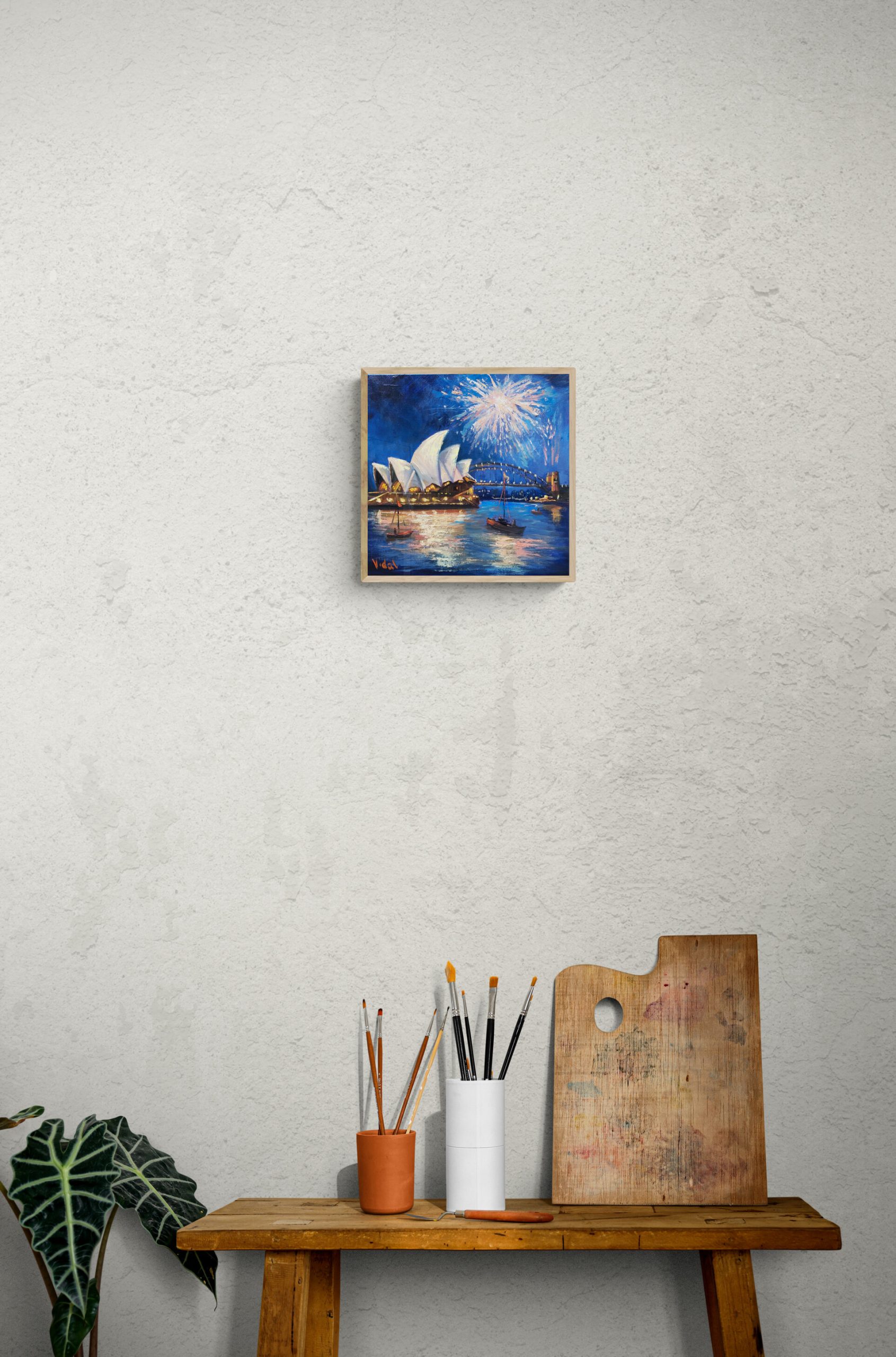 Artists Side Table With Brushes And Palette