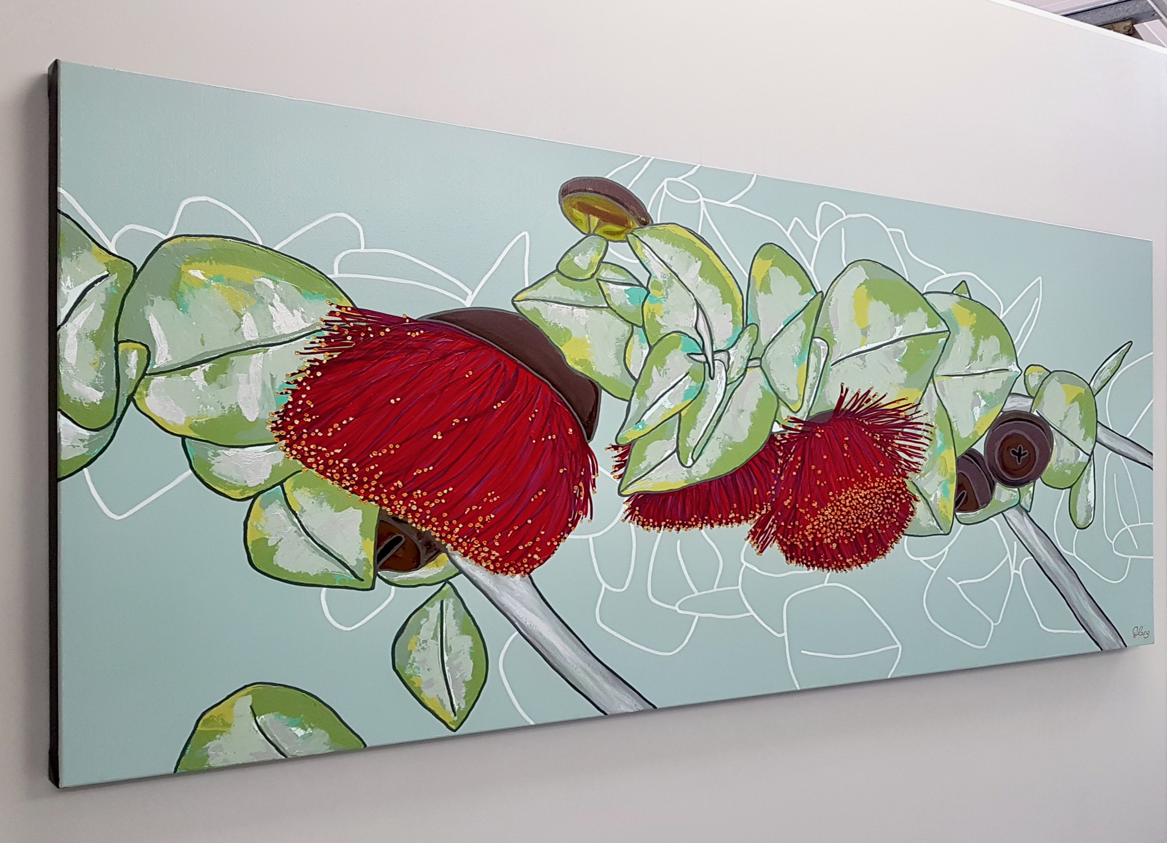 Eucalyptus Songbird Designz Deborah Lang Blooms Oversize Floral Botanicals Oak Framed Canvas Textured Wall Art Contemporary Hamptons Style 2