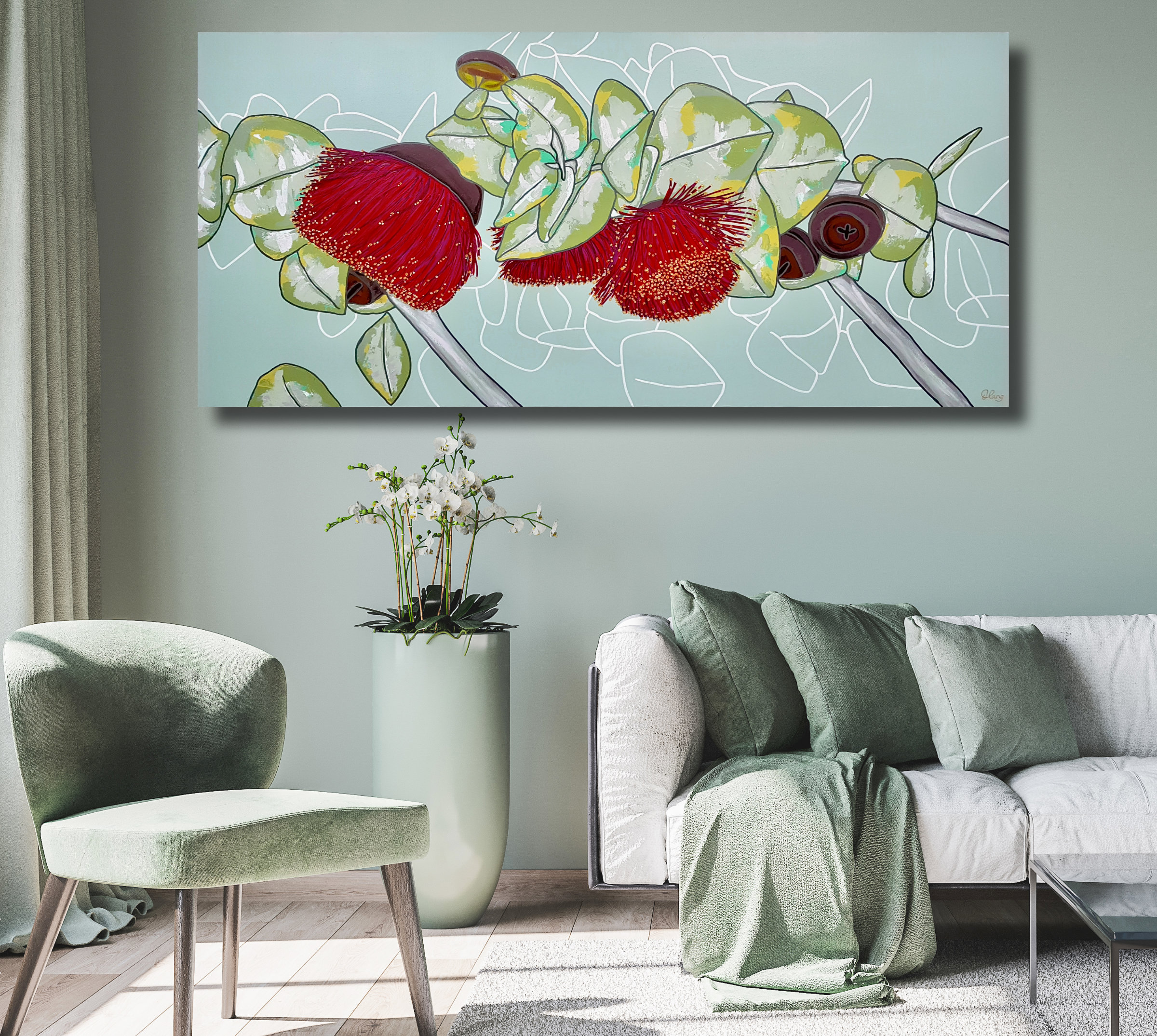 Living Room Interior Mock Up, Modern Furniture And Trendy Home Accessories, On Colored Background. Stock Poto