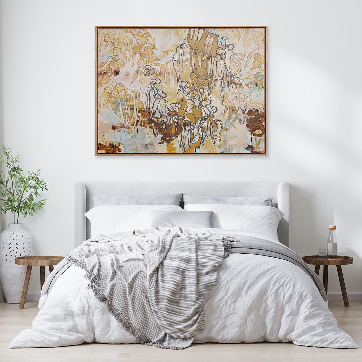 Home Interior, Scandinavian Style Bedroom Mock Up, 3d Rendering