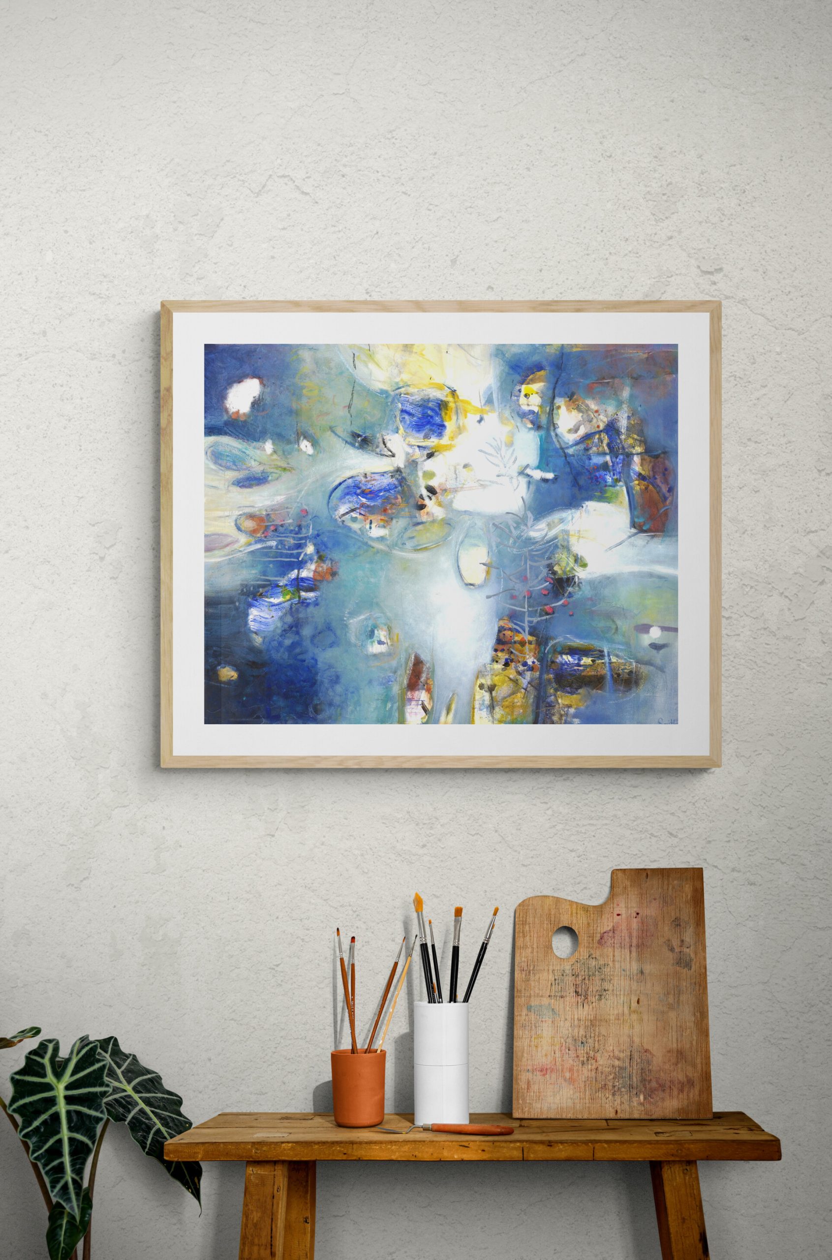 Artists Side Table With Brushes And Palette