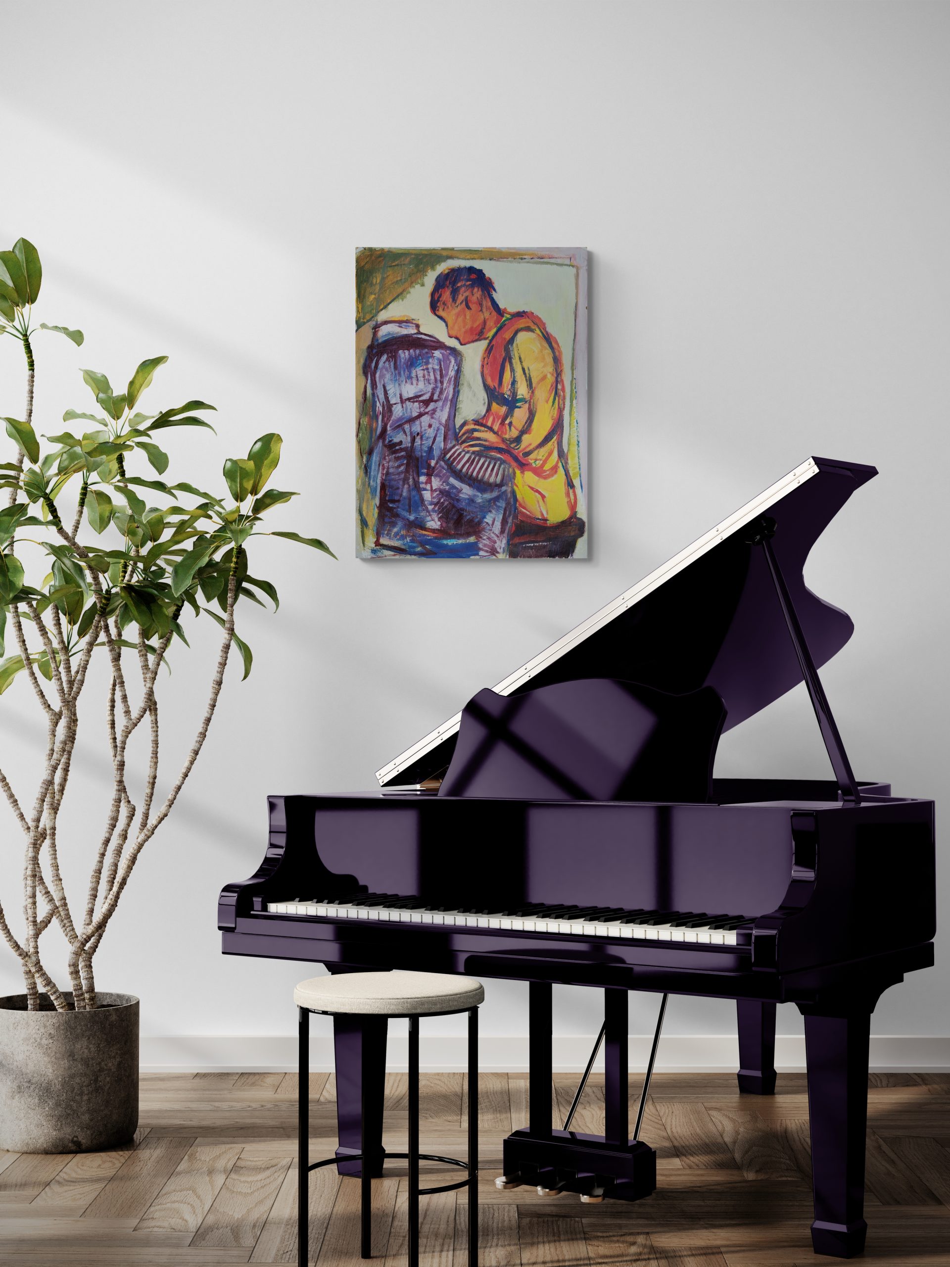 Room With Grand Piano And Large Plant