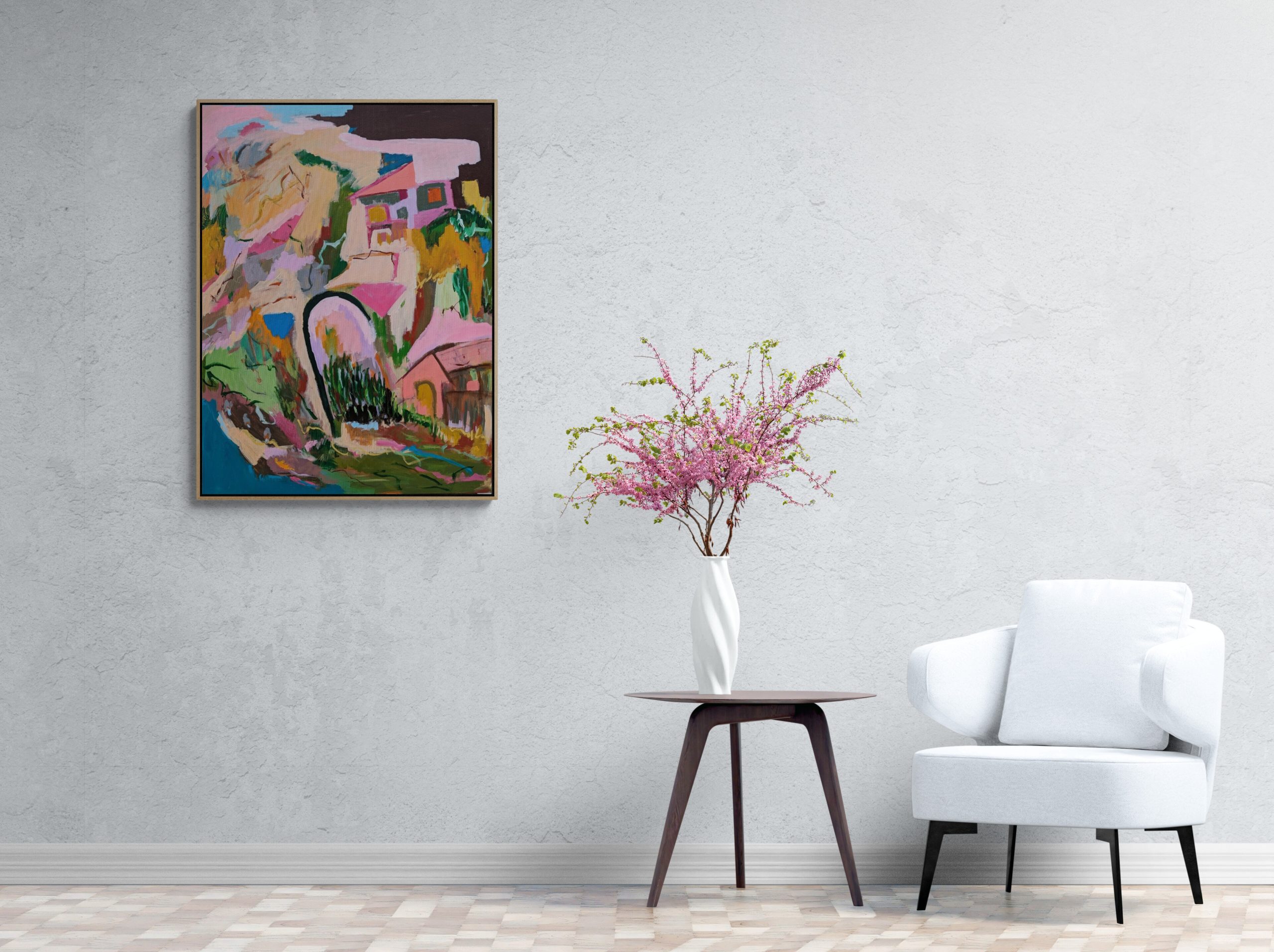 Modern Armchair And Colorful Plant (2)