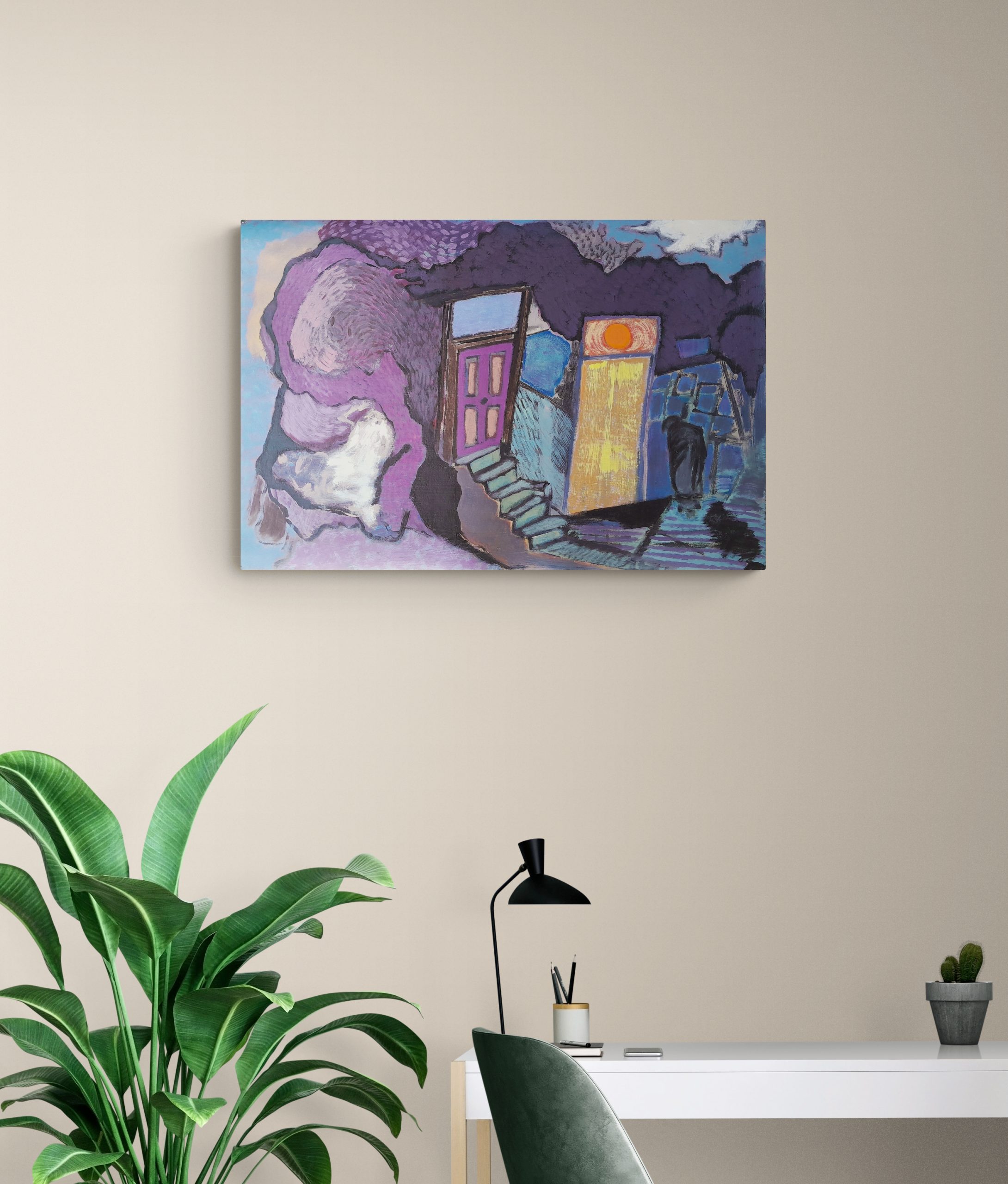 Home Office With Large Tropical Plant (1)