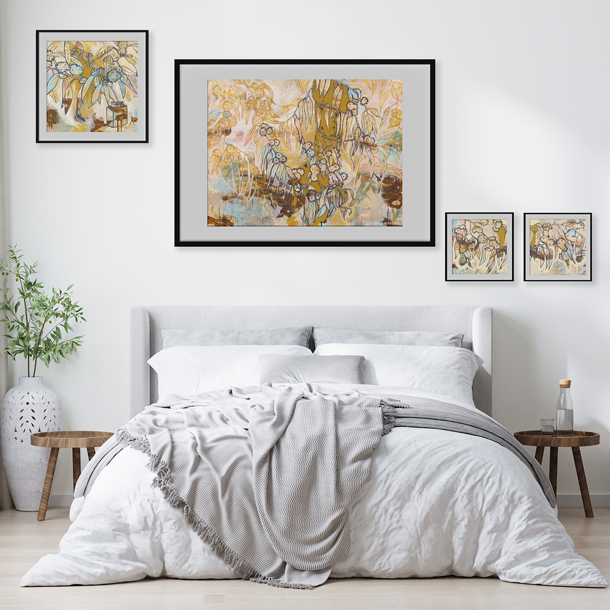 Home Interior, Scandinavian Style Bedroom Mock Up, 3d Rendering