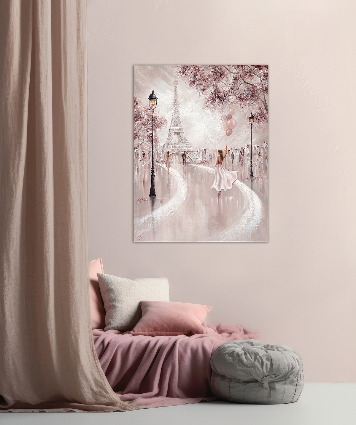 Pink Paris Painting In Home Style Web