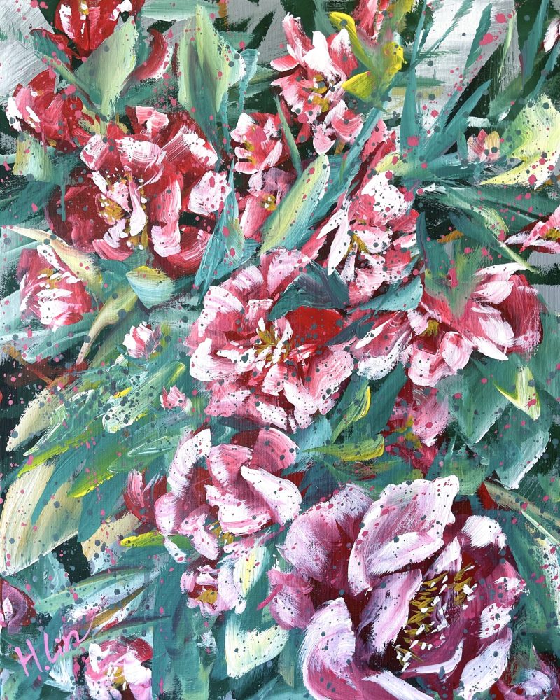 Crimson Unfurling – Candy Stripe Camellia Ltd Ed Print