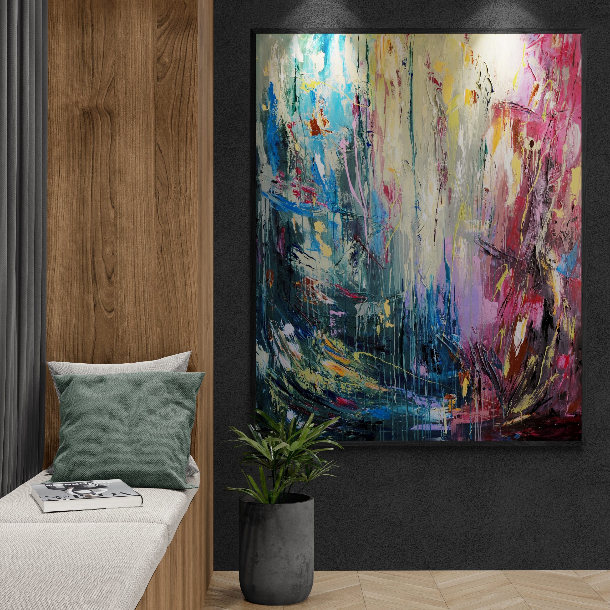 Window Seat Next To Feature Wall