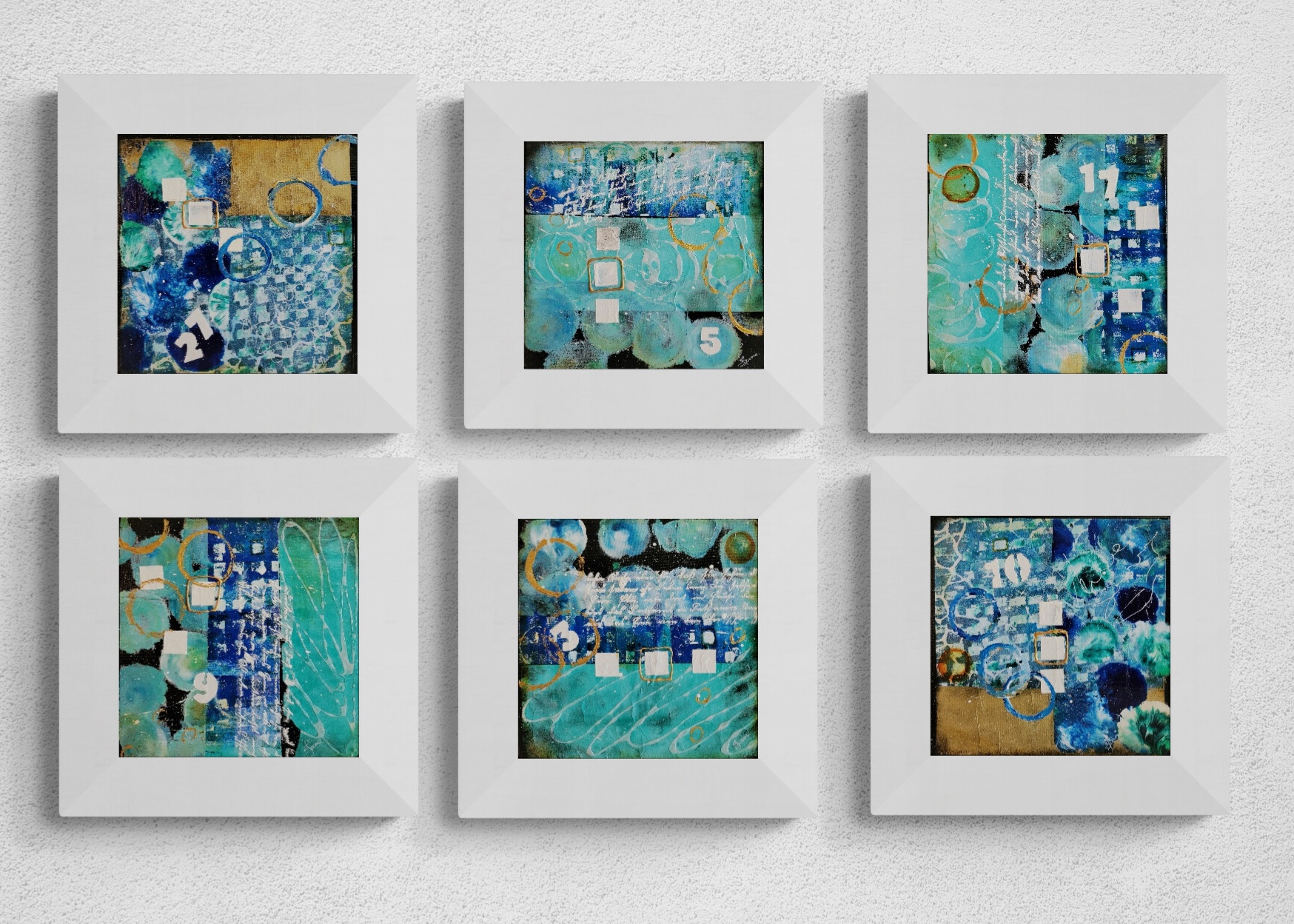 White Geometric Shapes On Cabinet