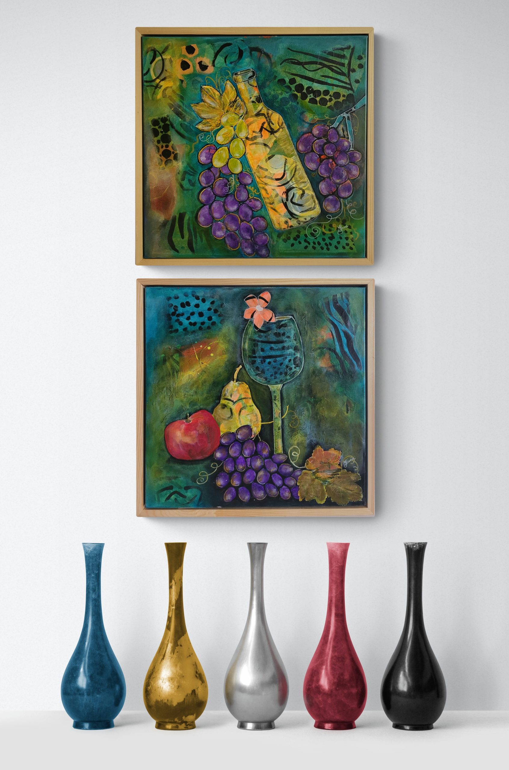 Row Of Colorful Vases On Shelf Resized