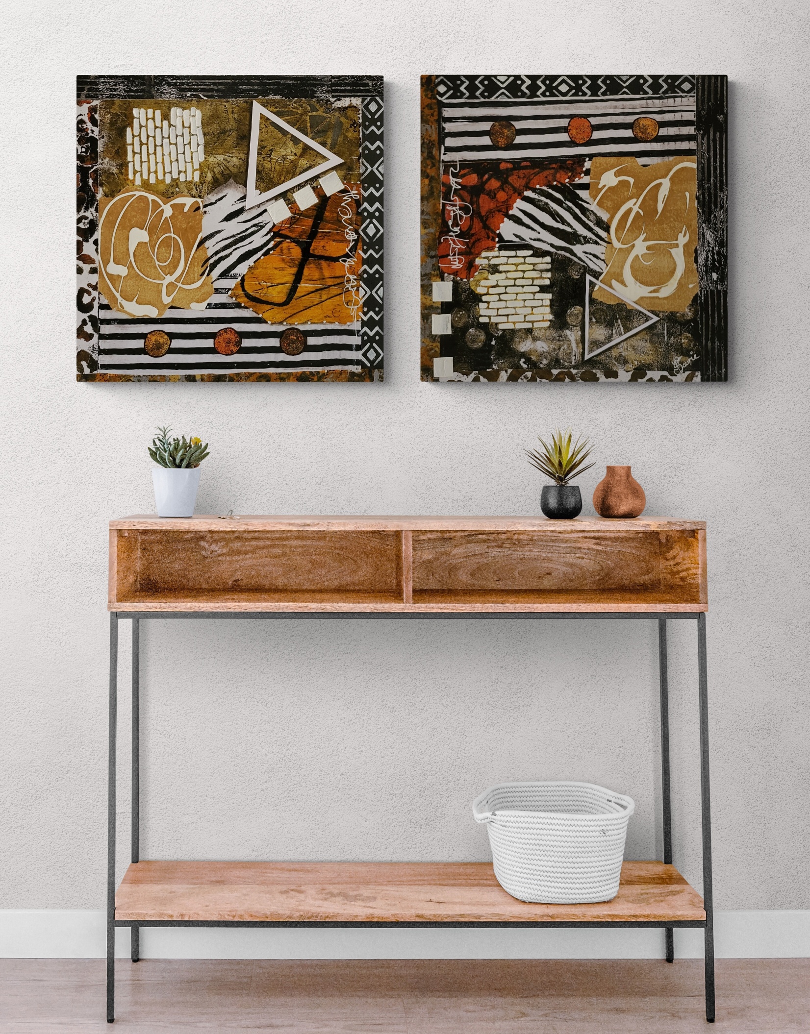 Potted Plants Sitting On Console Table Resized