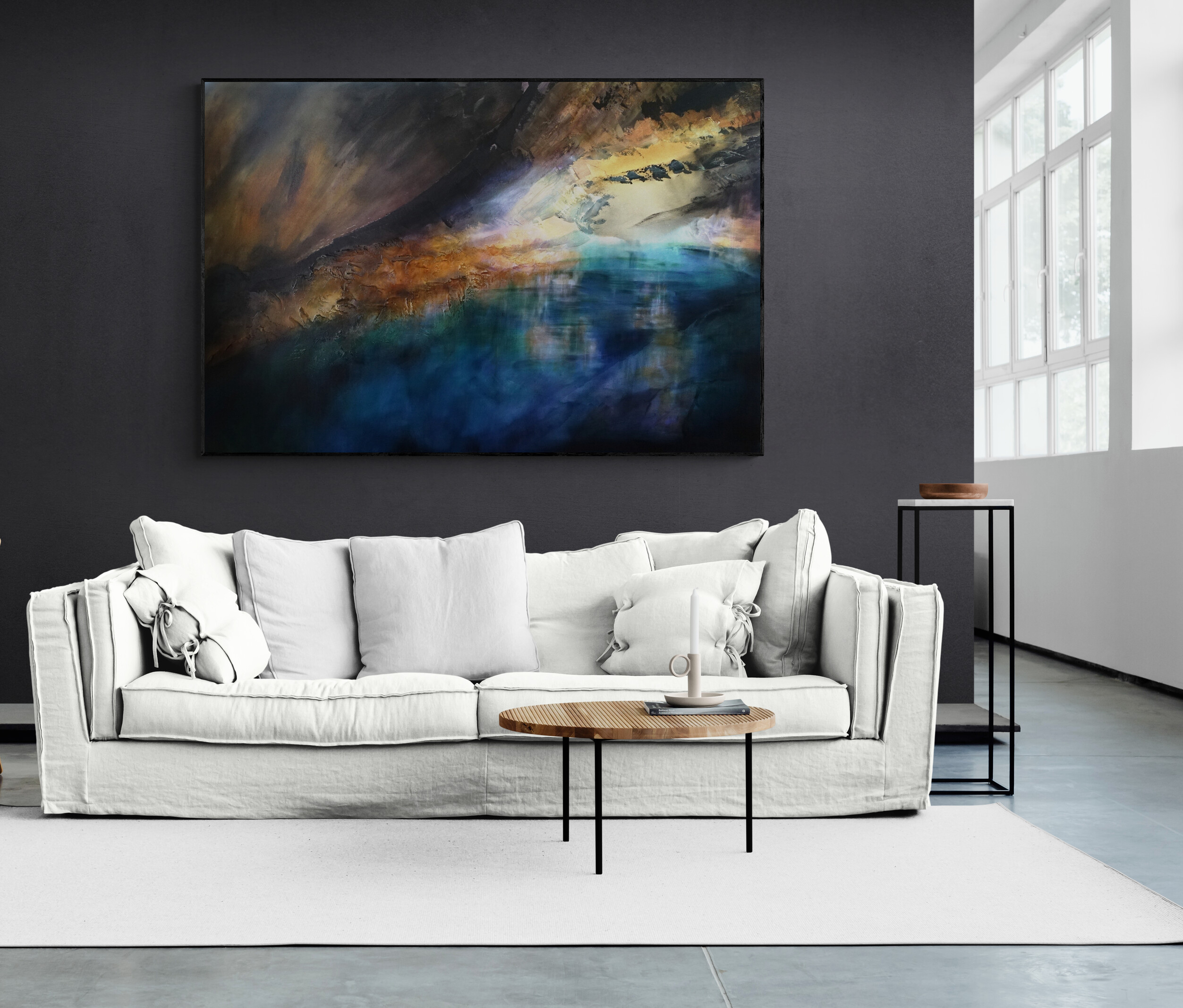 Canvy Midnight Gem Open Plan Industrial Style Living Room