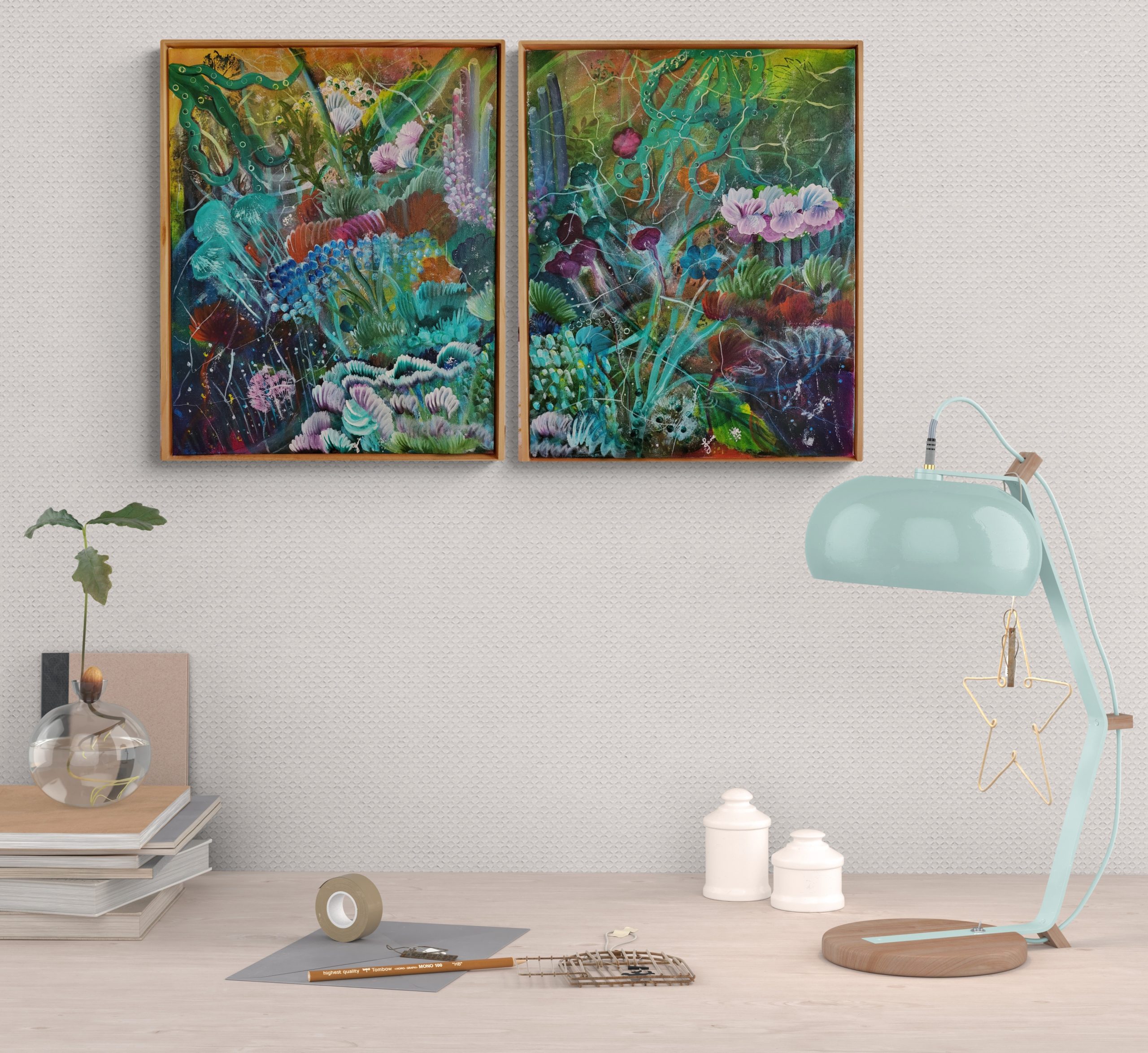 Desk With Colorful Lamp Resized