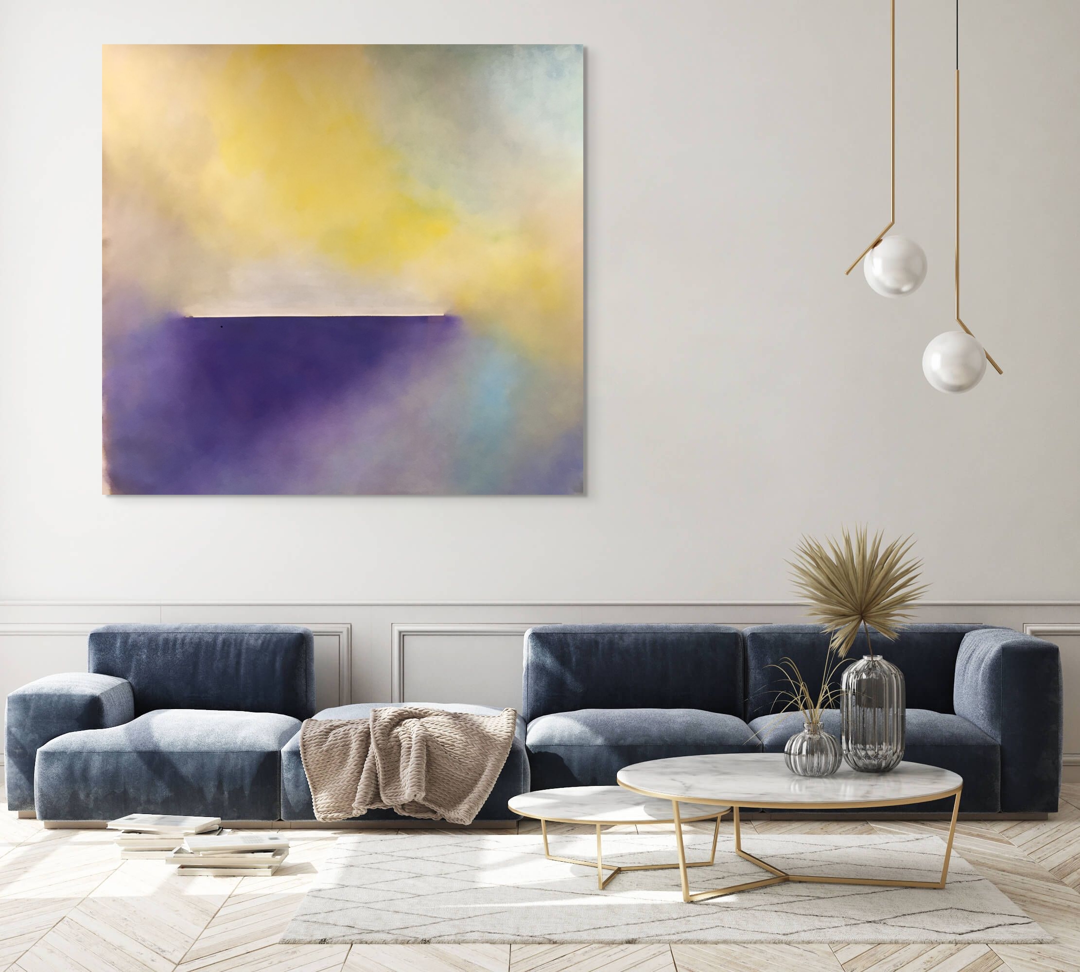 Colour Field Line 2 Blue Velvet Lounge