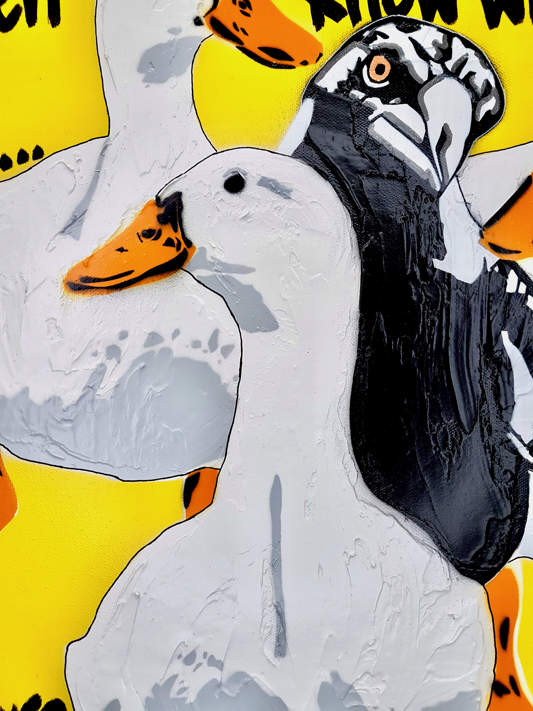 Ducks In A Row! 2 Yellow Pop Art Deborah Lang Art Urban Canvas 4