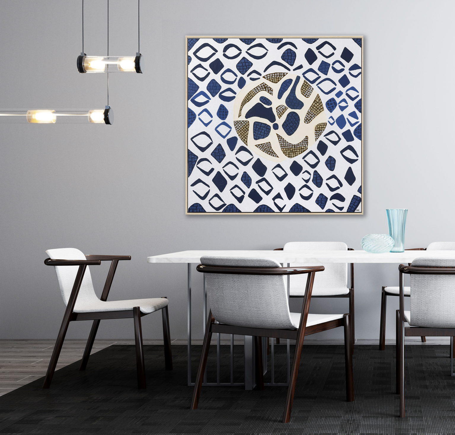 Stylish Interior Of Bright Living Room With White Table And Chai