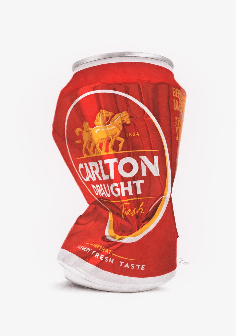 Carlton Draught Crushed Beer Can